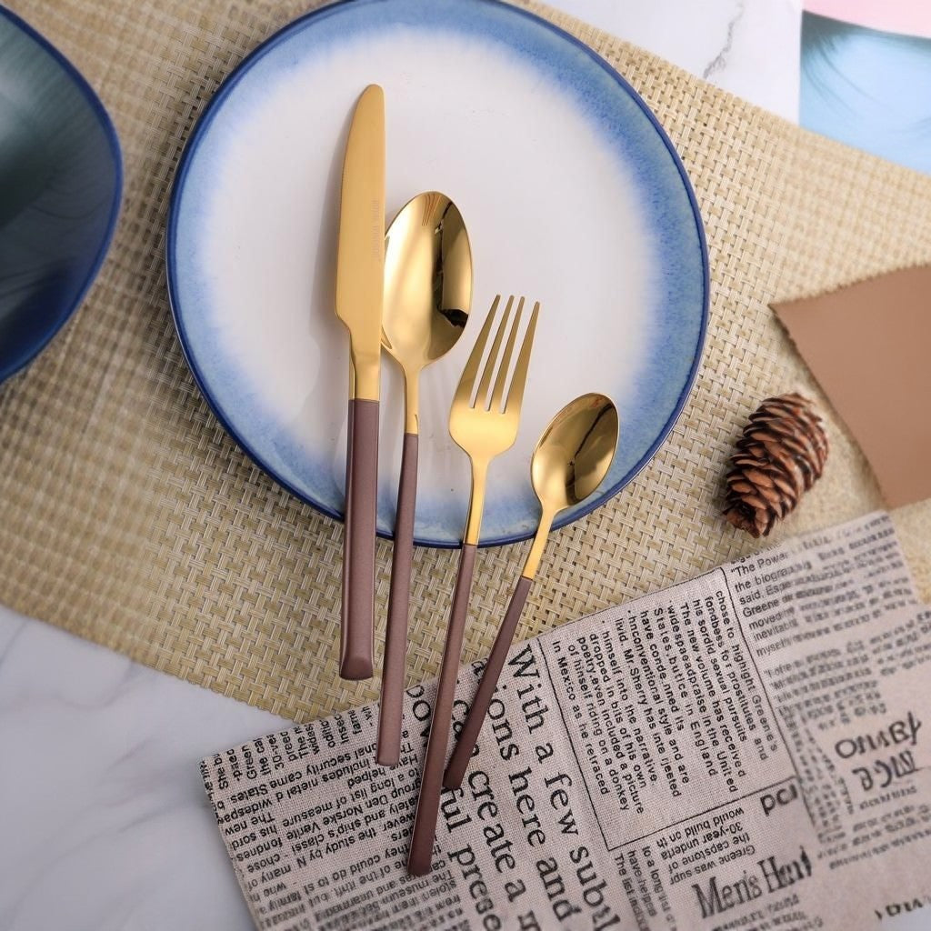Modernist 24 pcs stainless steel gold cutlery set