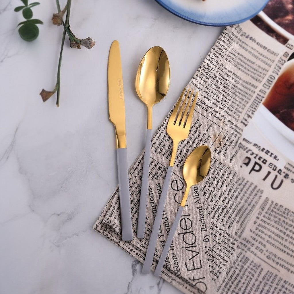 Modernist 24 pcs stainless steel gold cutlery set
