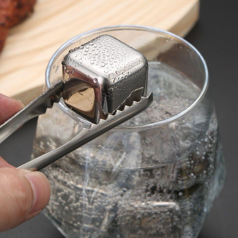 Arctic Reusable Metal Ice Cubes (Pack of 8 + Tong)