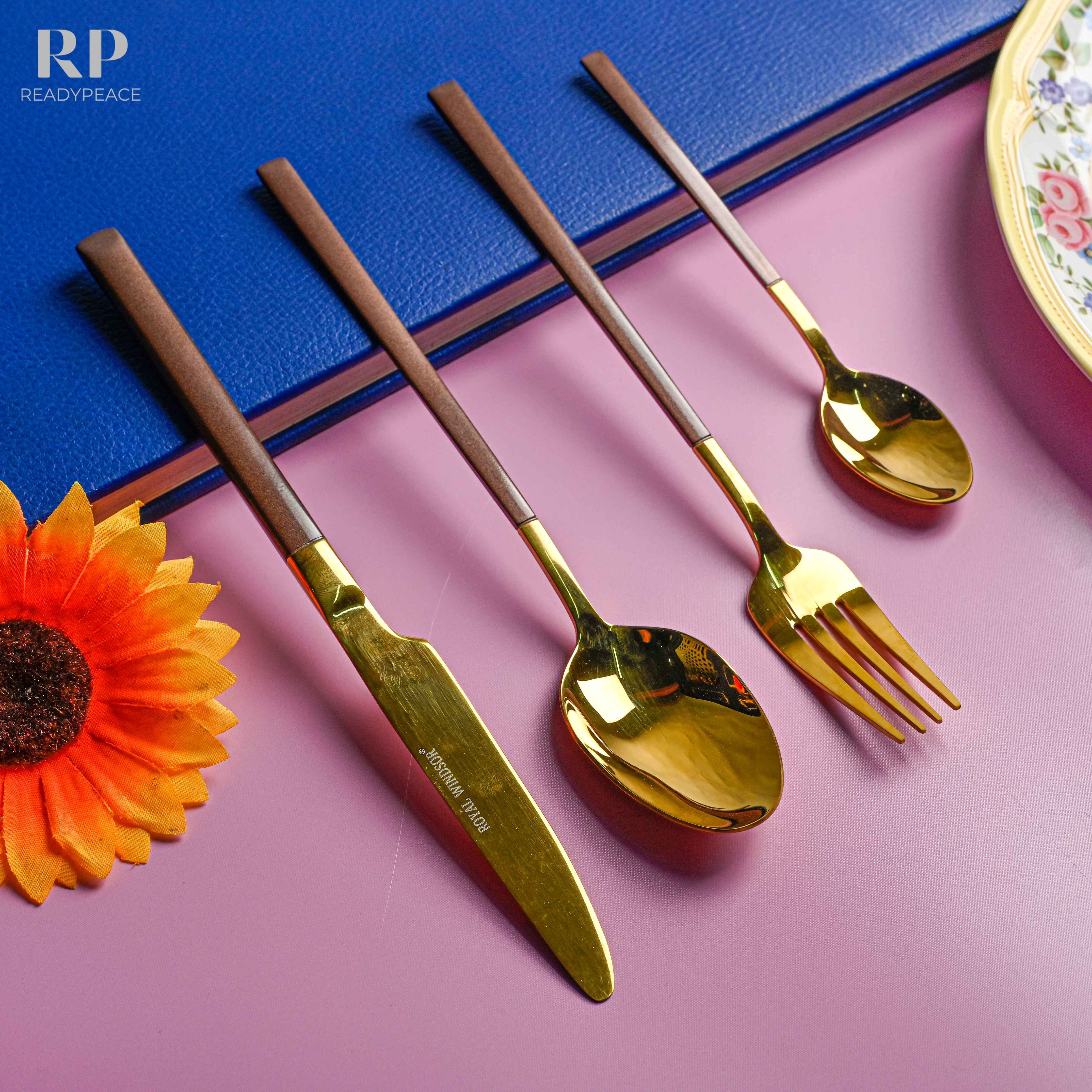 Modernist 24 pcs stainless steel gold cutlery set