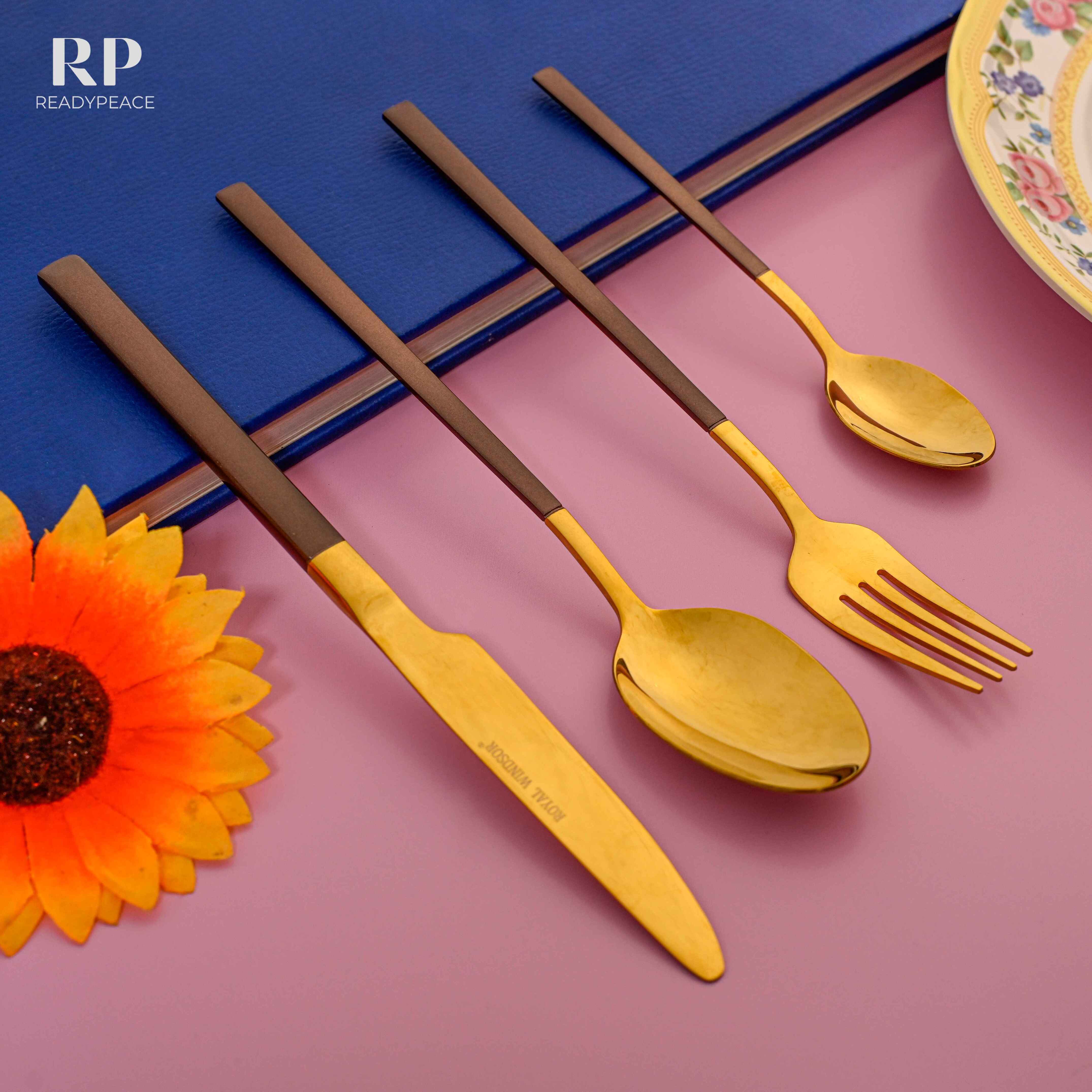 Modernist 24 pcs stainless steel gold cutlery set