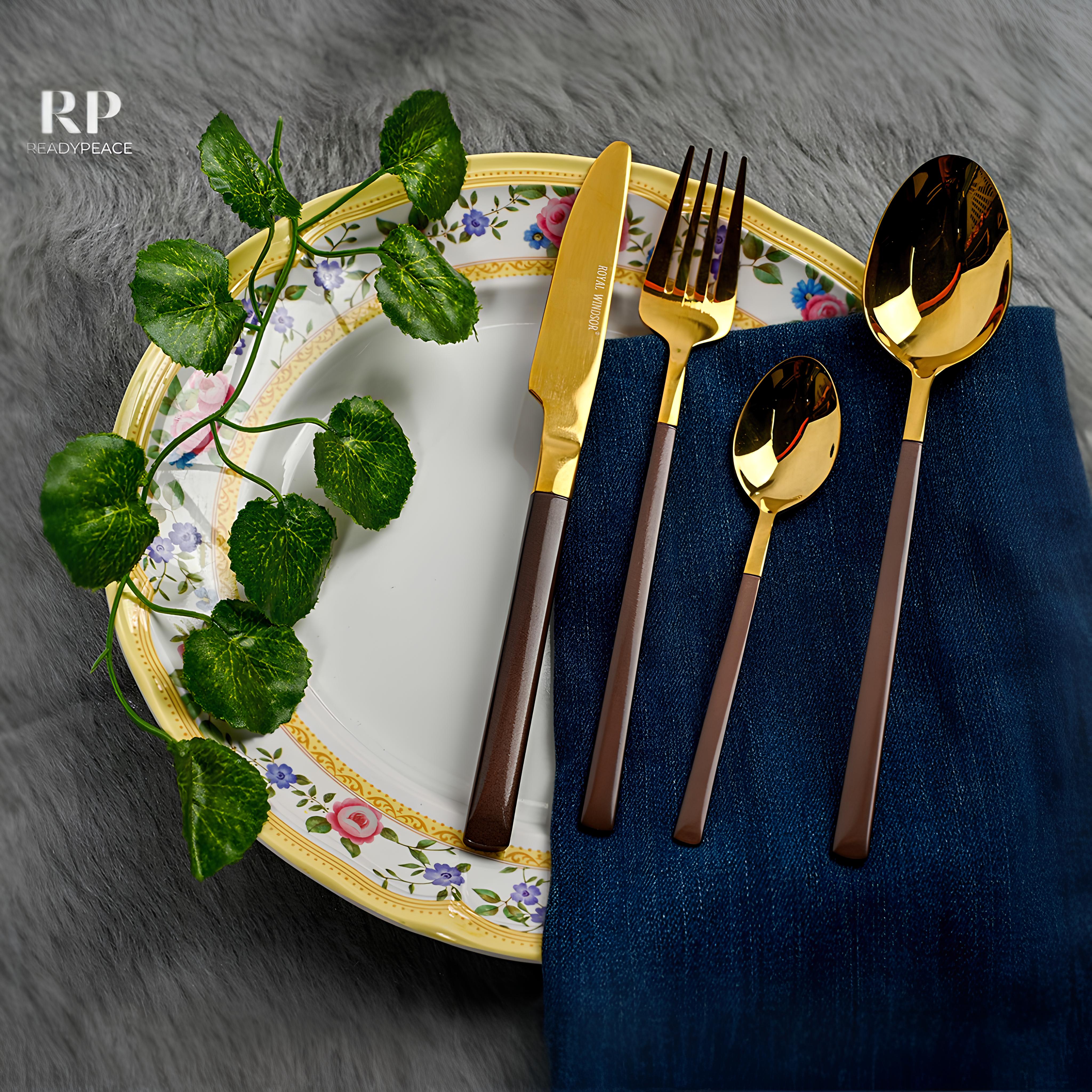 Modernist 24 pcs stainless steel gold cutlery set