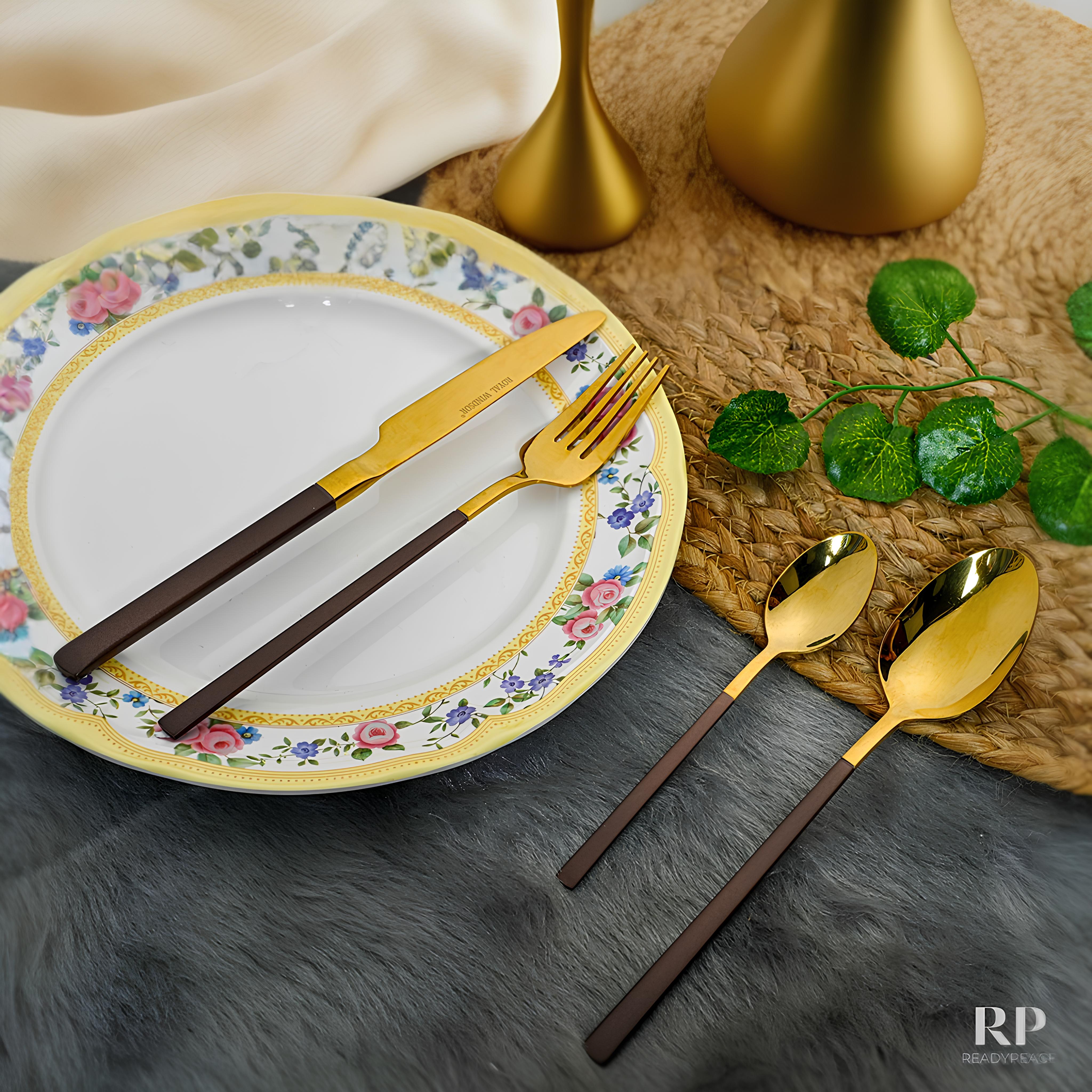 Modernist 24 pcs stainless steel gold cutlery set