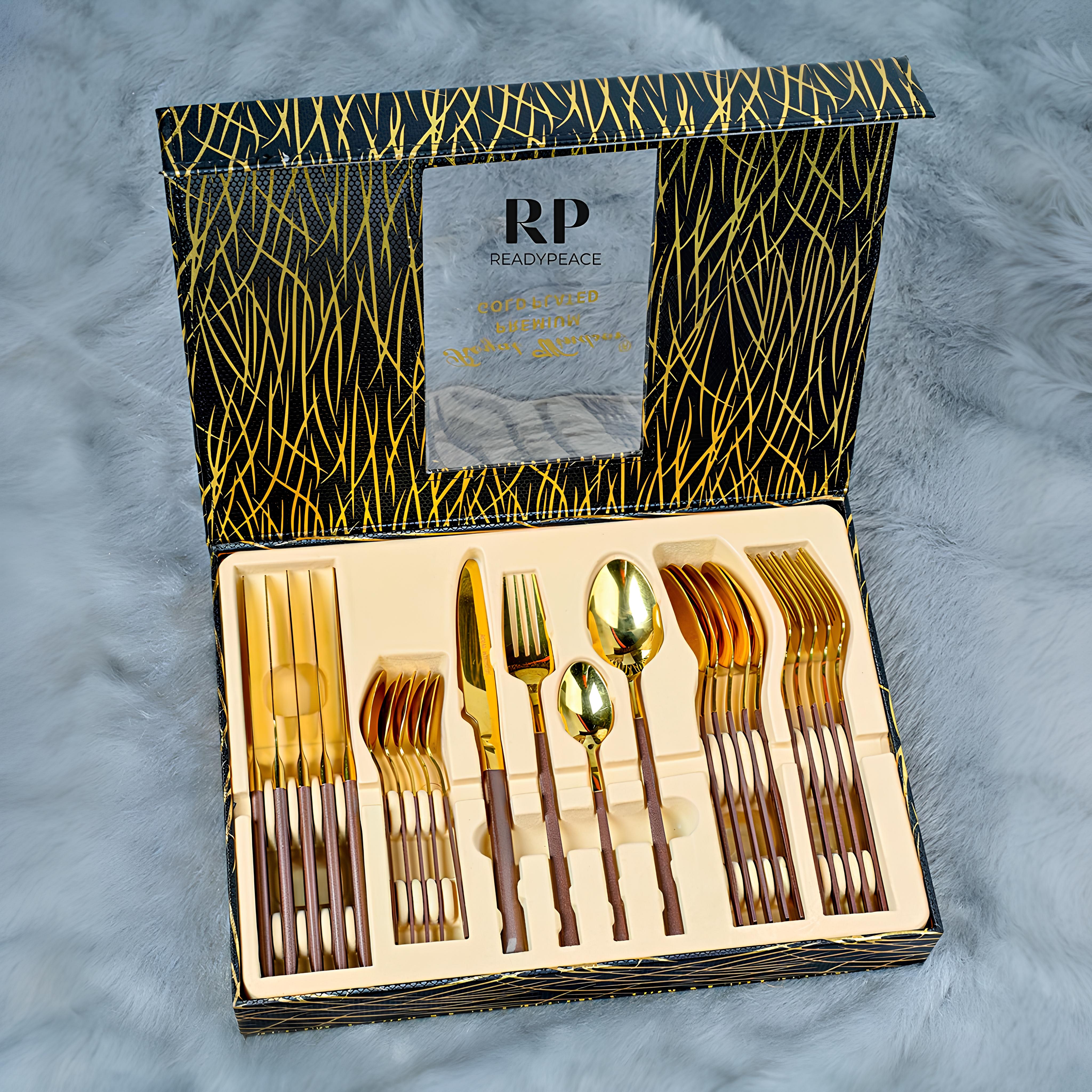 Modernist 24 pcs stainless steel gold cutlery set