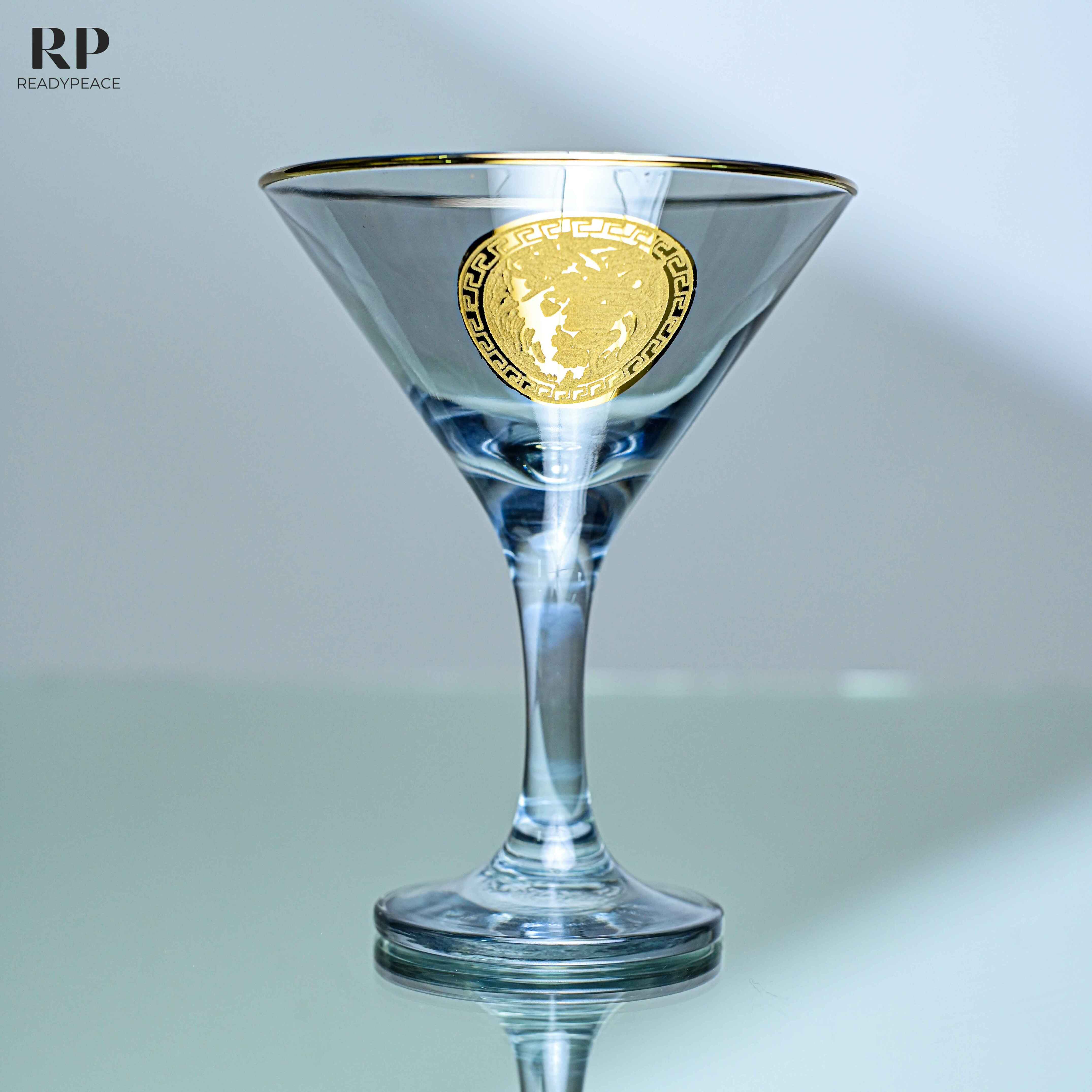 Zazzy Versus Versace Gold Plated Cocktail Glasses (Smokey Grey)