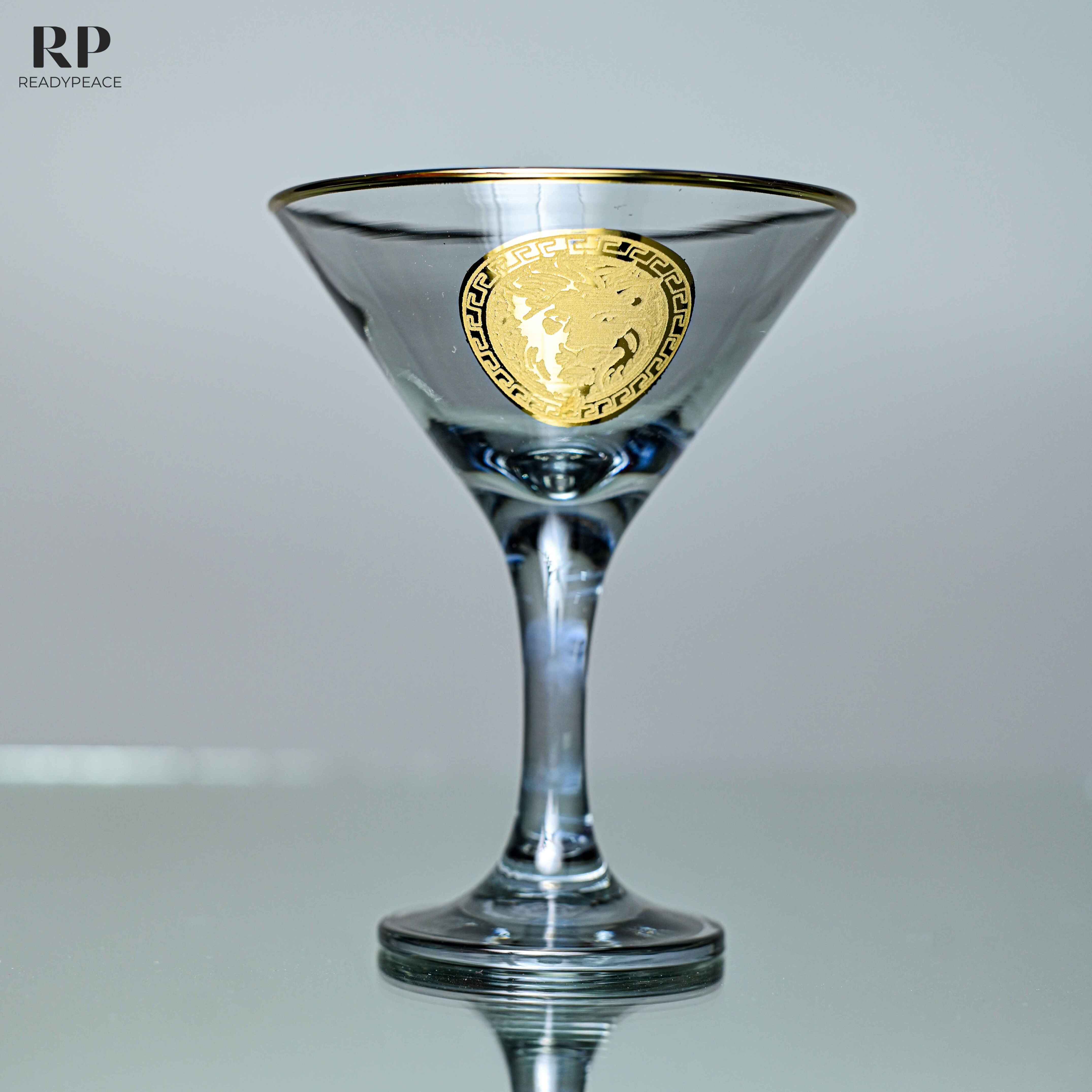 Zazzy Versus Versace Gold Plated Cocktail Glasses (Smokey Grey)