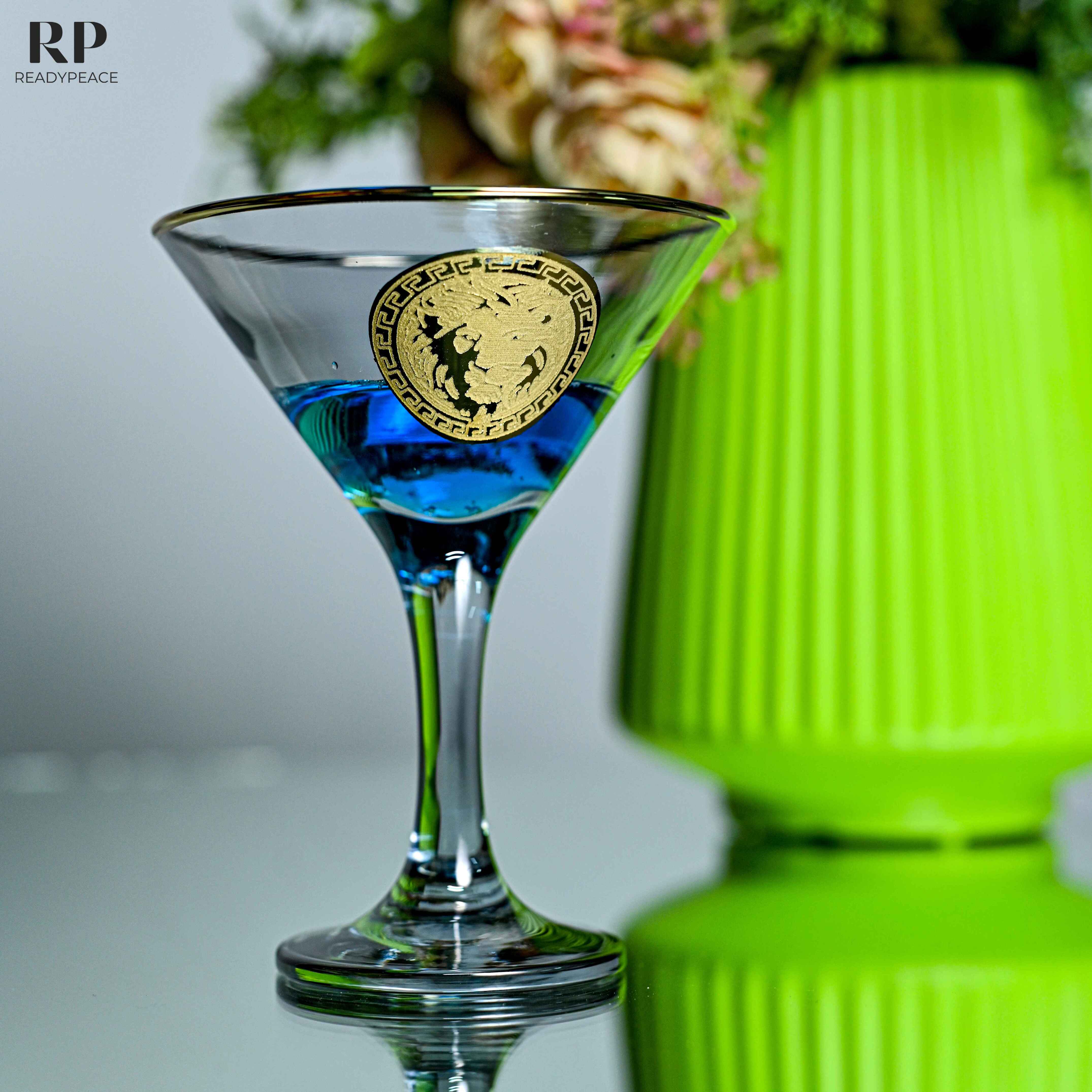 Zazzy Versus Versace Gold Plated Cocktail Glasses (Smokey Grey)