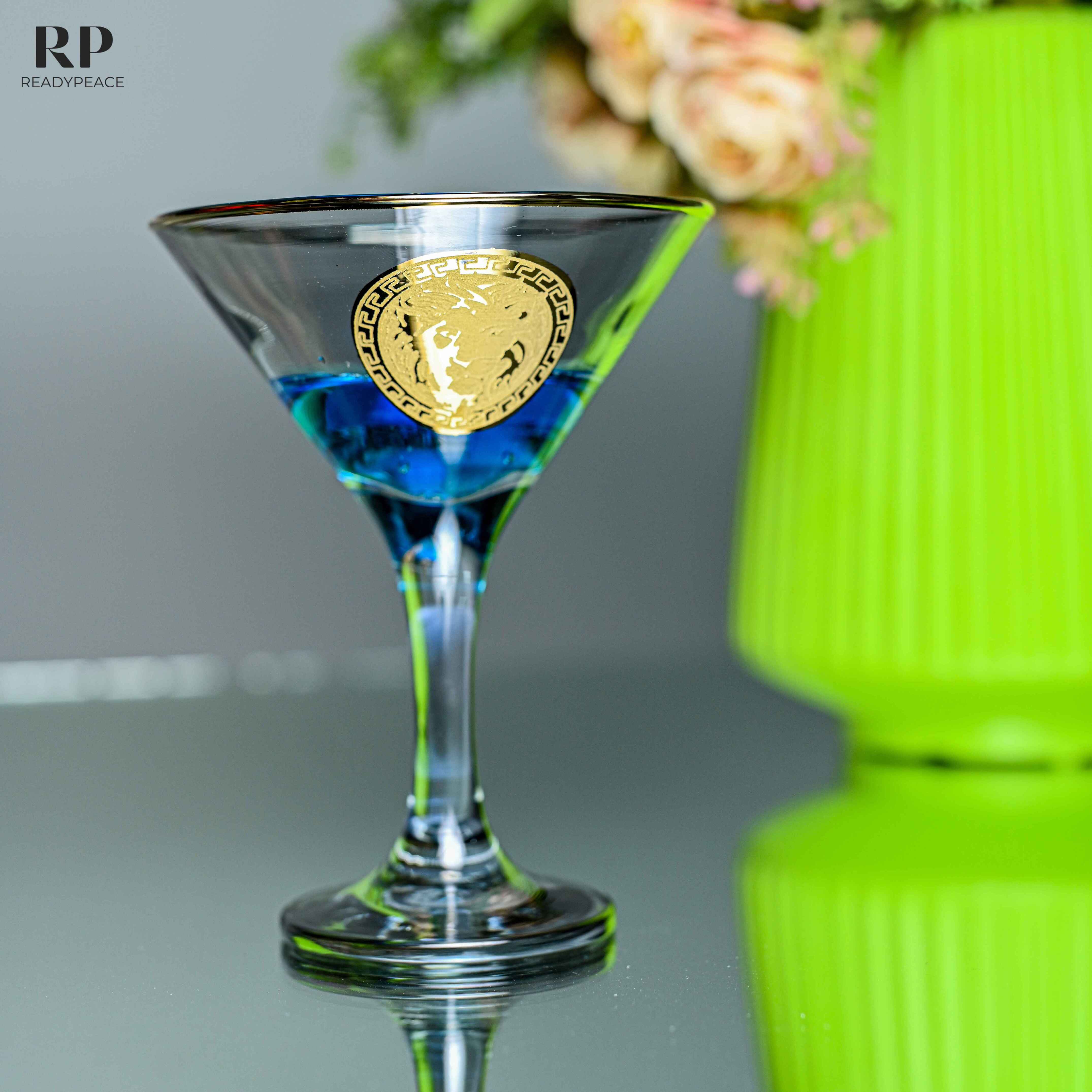 Zazzy Versus Versace Gold Plated Cocktail Glasses (Smokey Grey)