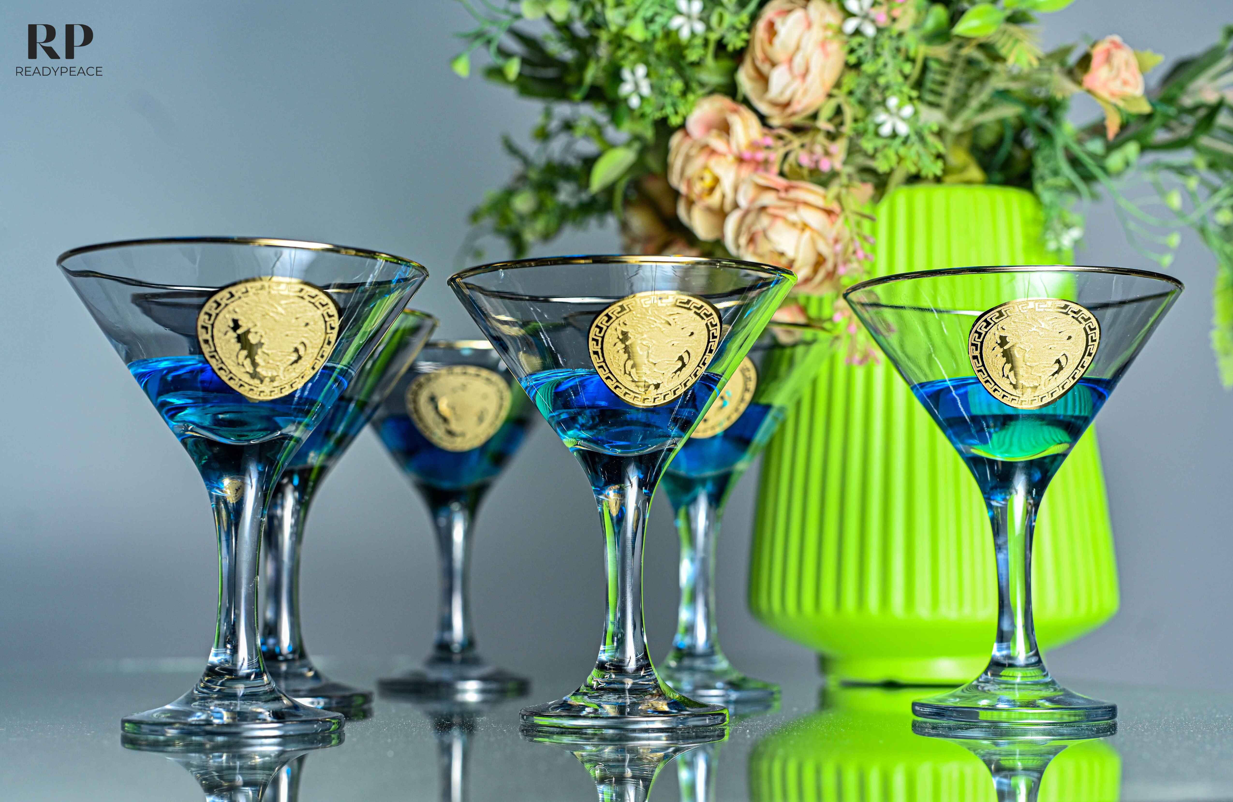 Zazzy Versus Versace Gold Plated Cocktail Glasses (Smokey Grey)