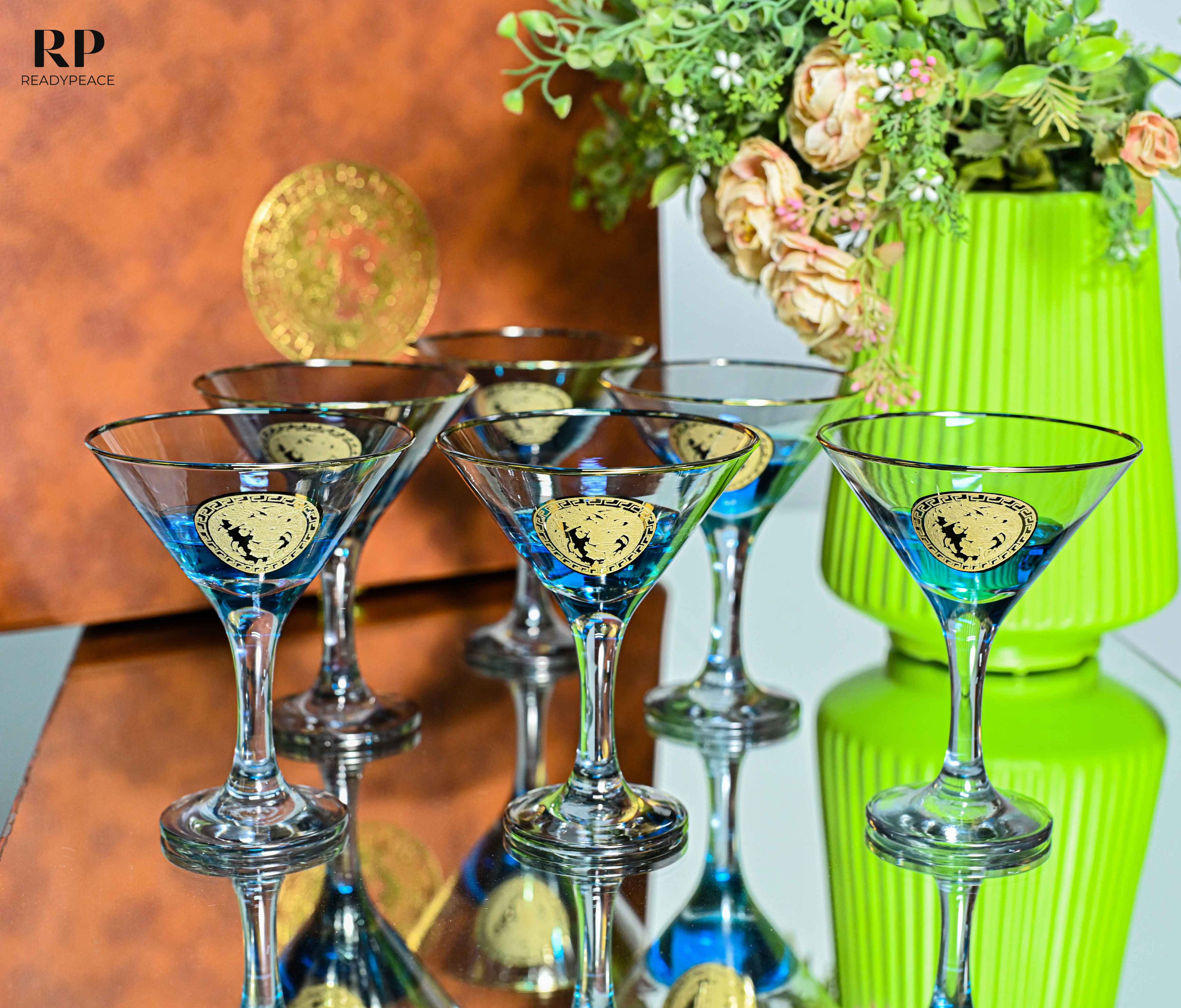 Zazzy Versus Versace Gold Plated Cocktail Glasses (Smokey Grey)