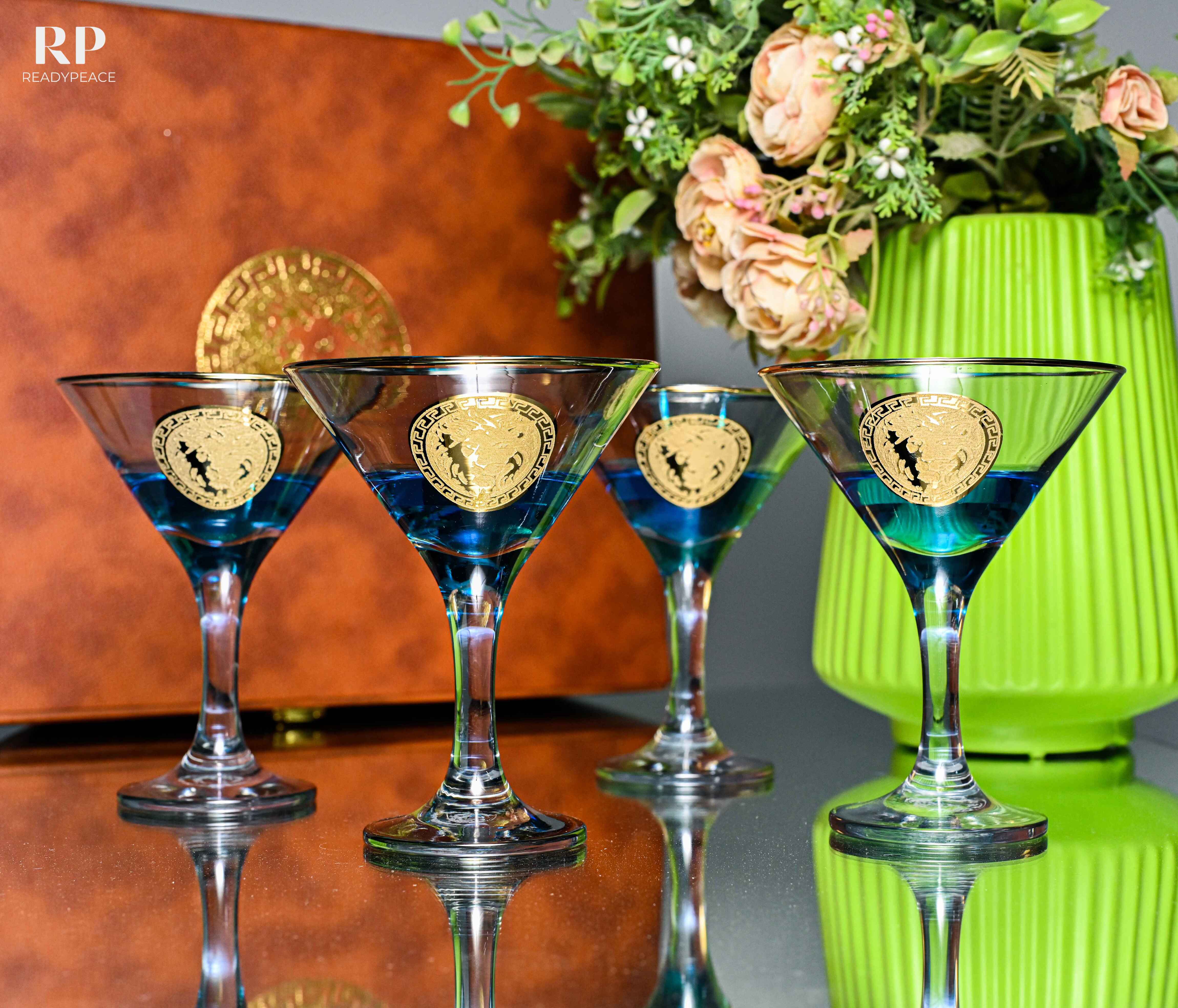 Zazzy Versus Versace Gold Plated Cocktail Glasses (Smokey Grey)