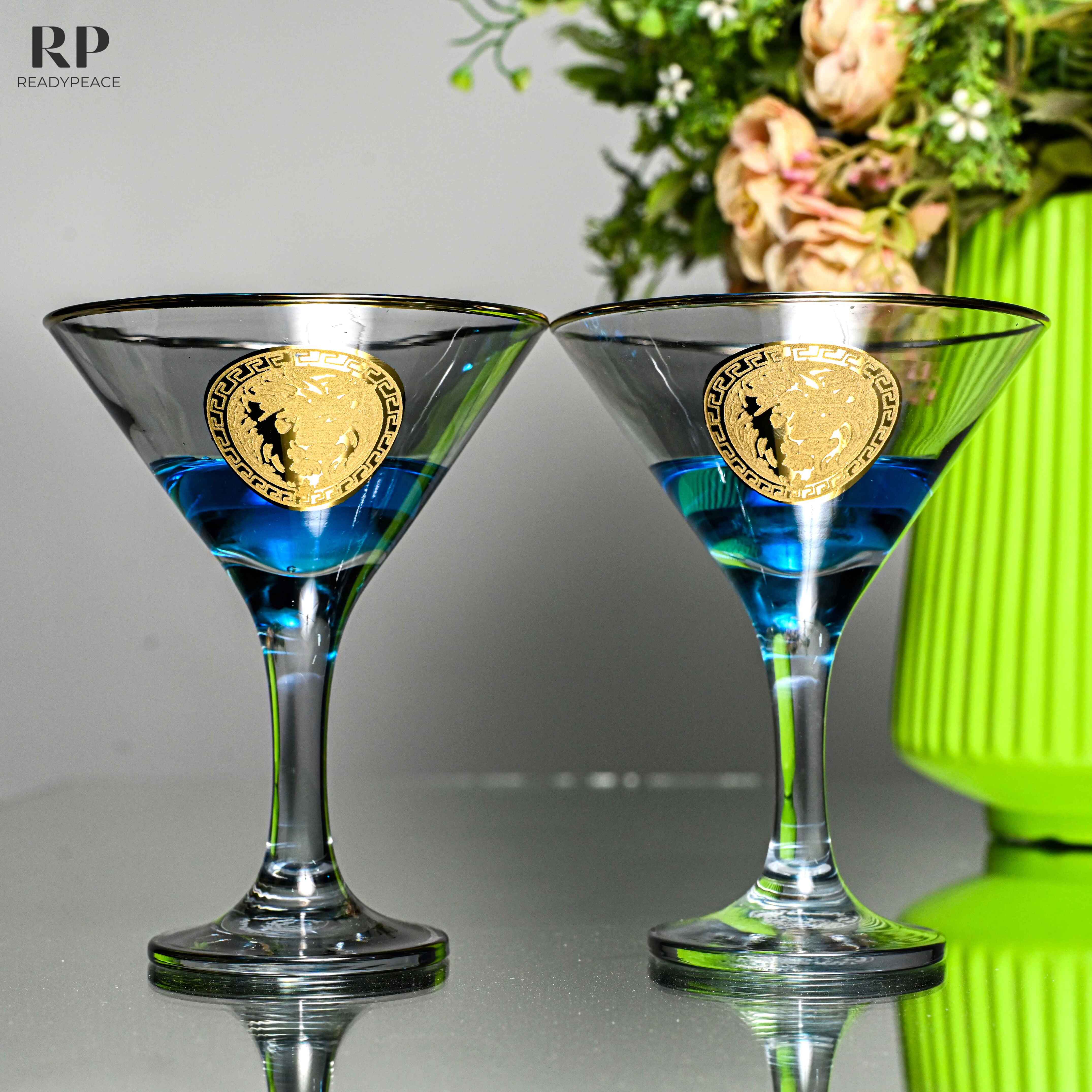 Zazzy Versus Versace Gold Plated Cocktail Glasses (Smokey Grey)