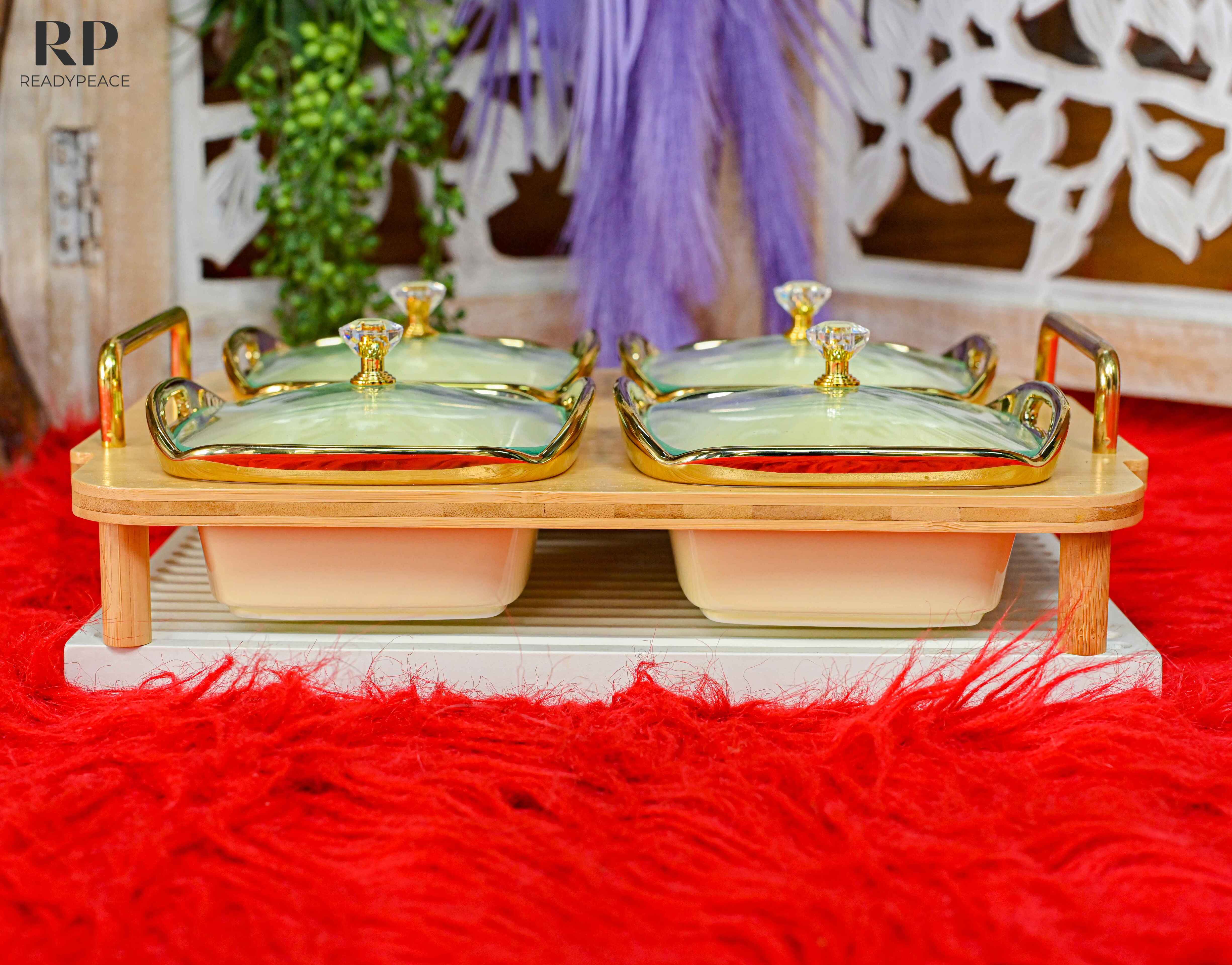 Edsel Four Bowls Serving Set with Lids and Tray