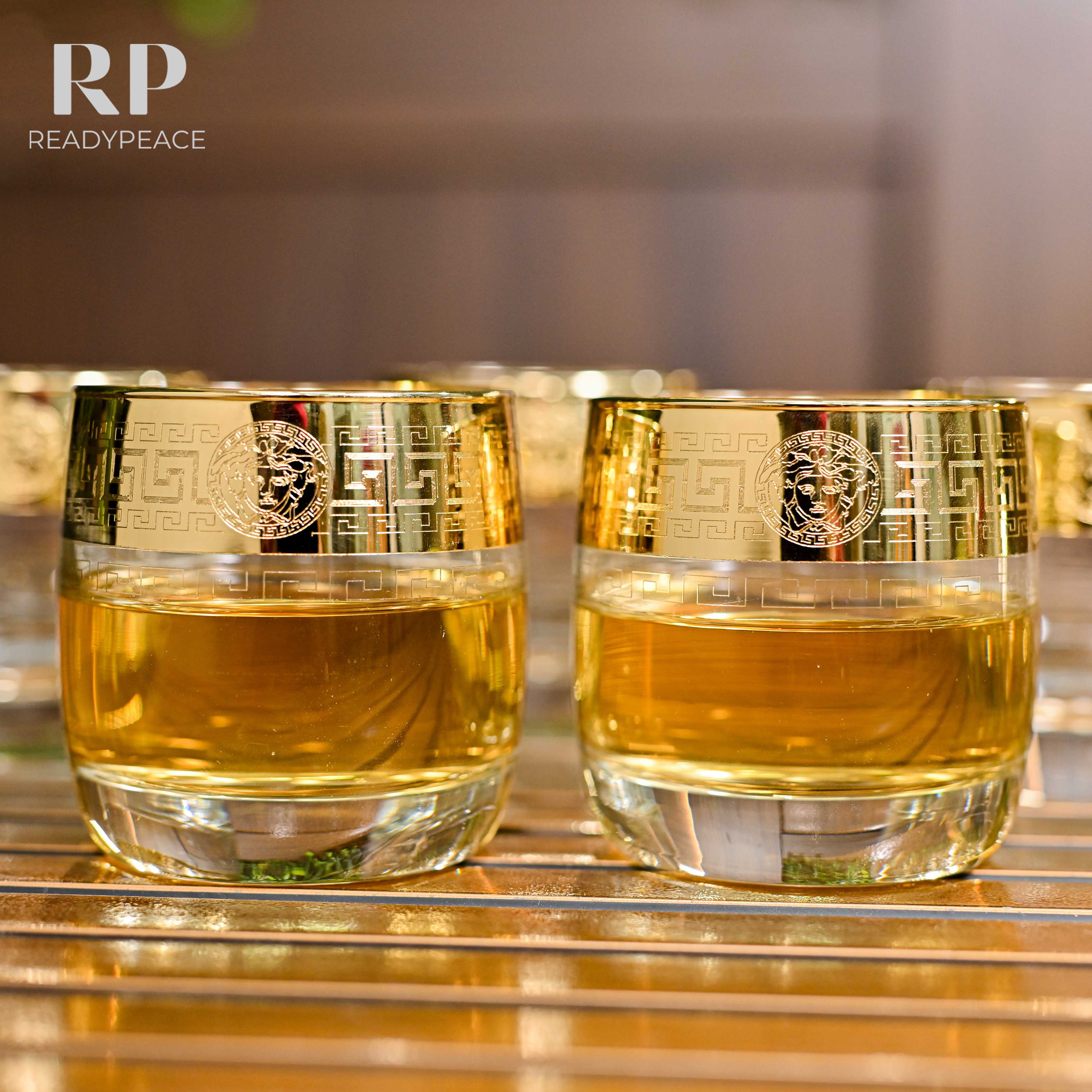 Amigo Gold Plated Crystal Glasses (Set of 6)