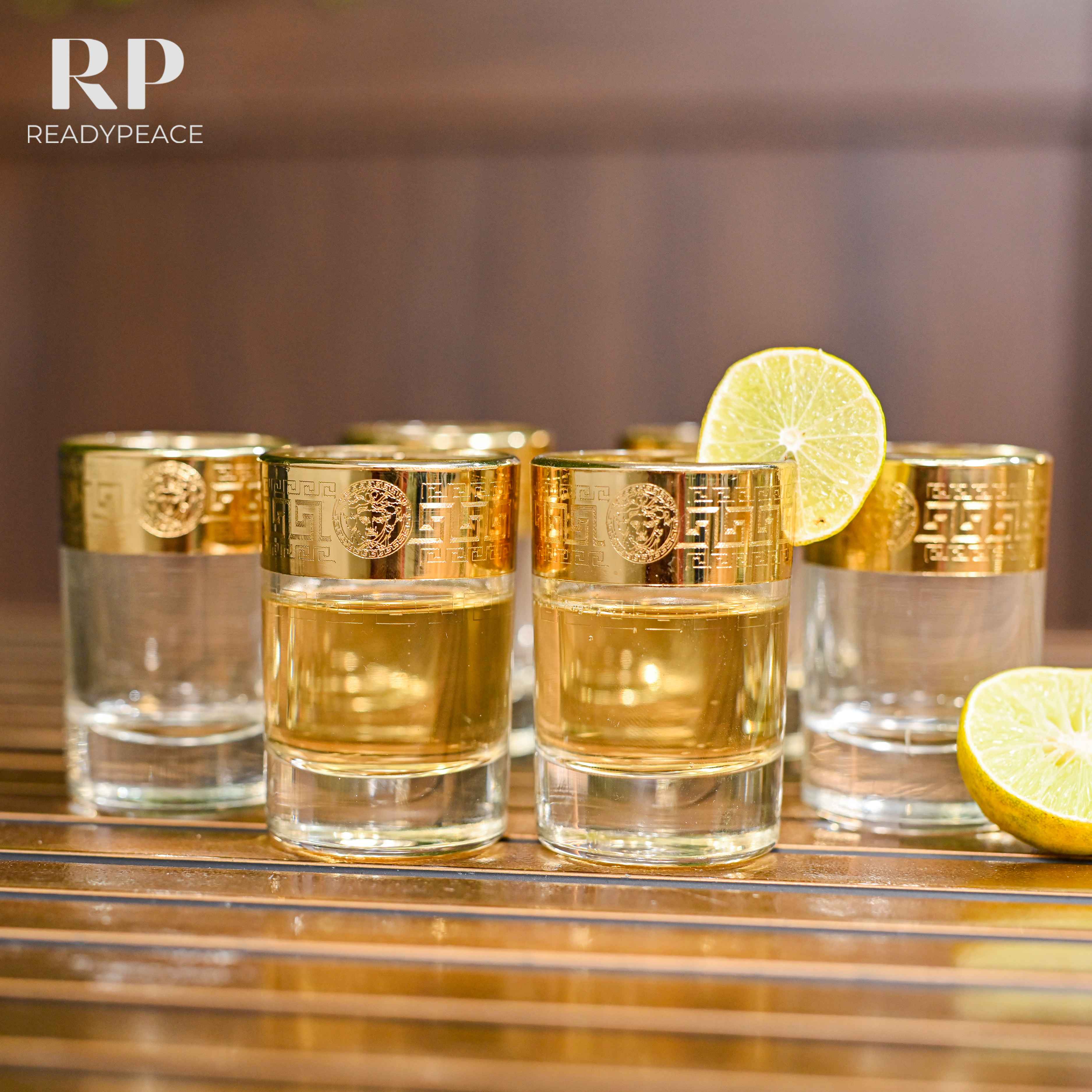Sleek Gold Plated Shot Glasses (Set of 6)