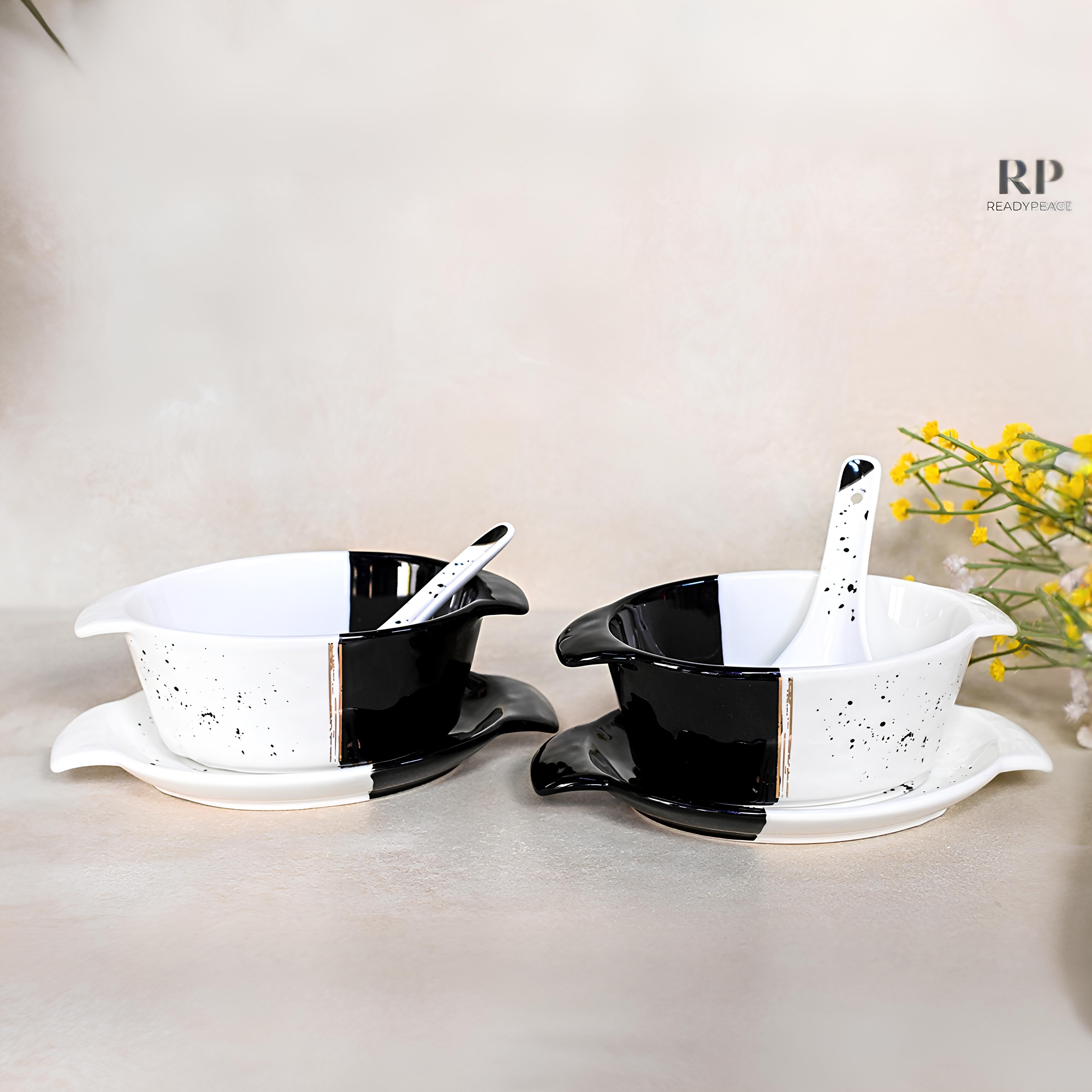 Swish 18 pcs Dual Tone Porcelain Soup Bowl Set