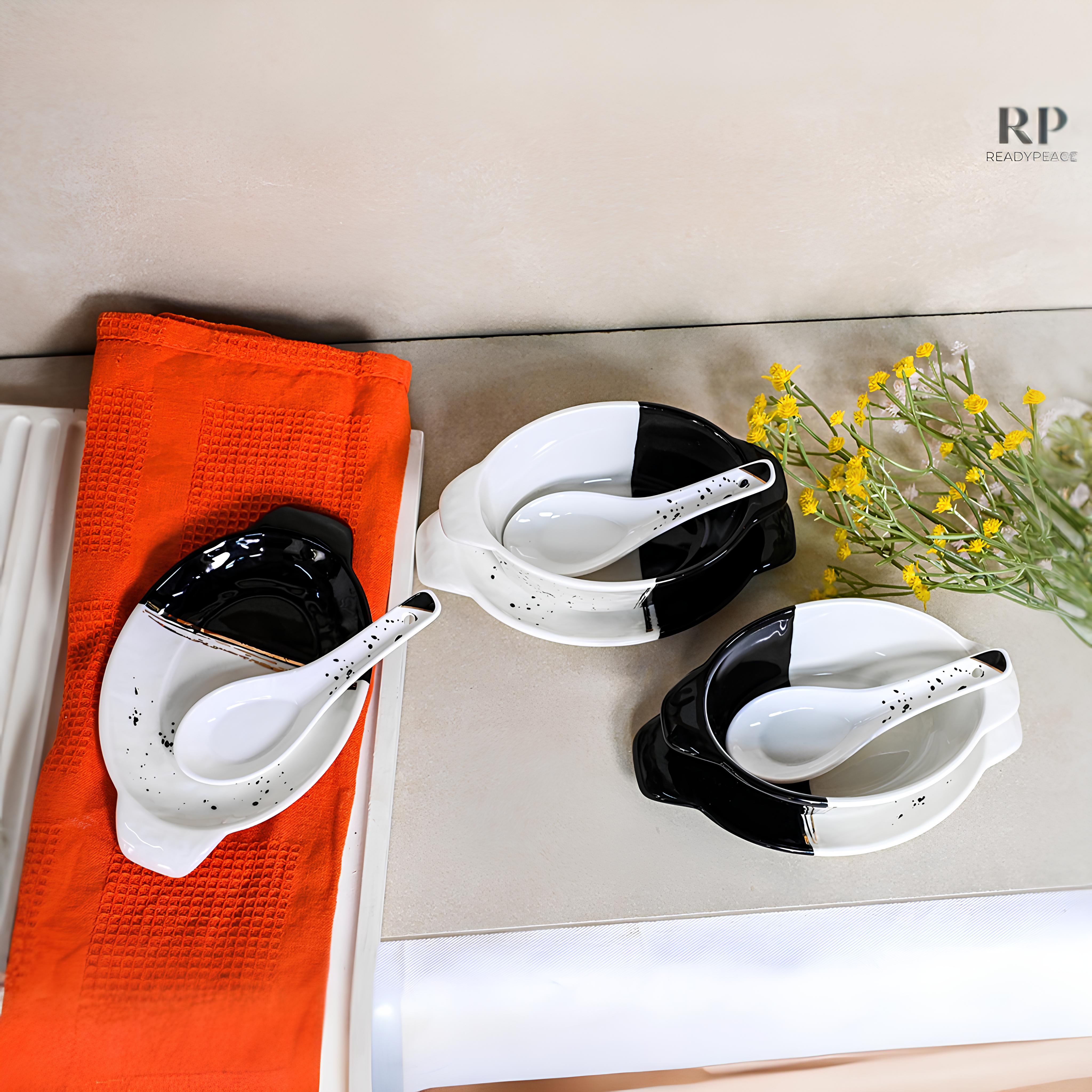 Swish 18 pcs Dual Tone Porcelain Soup Bowl Set