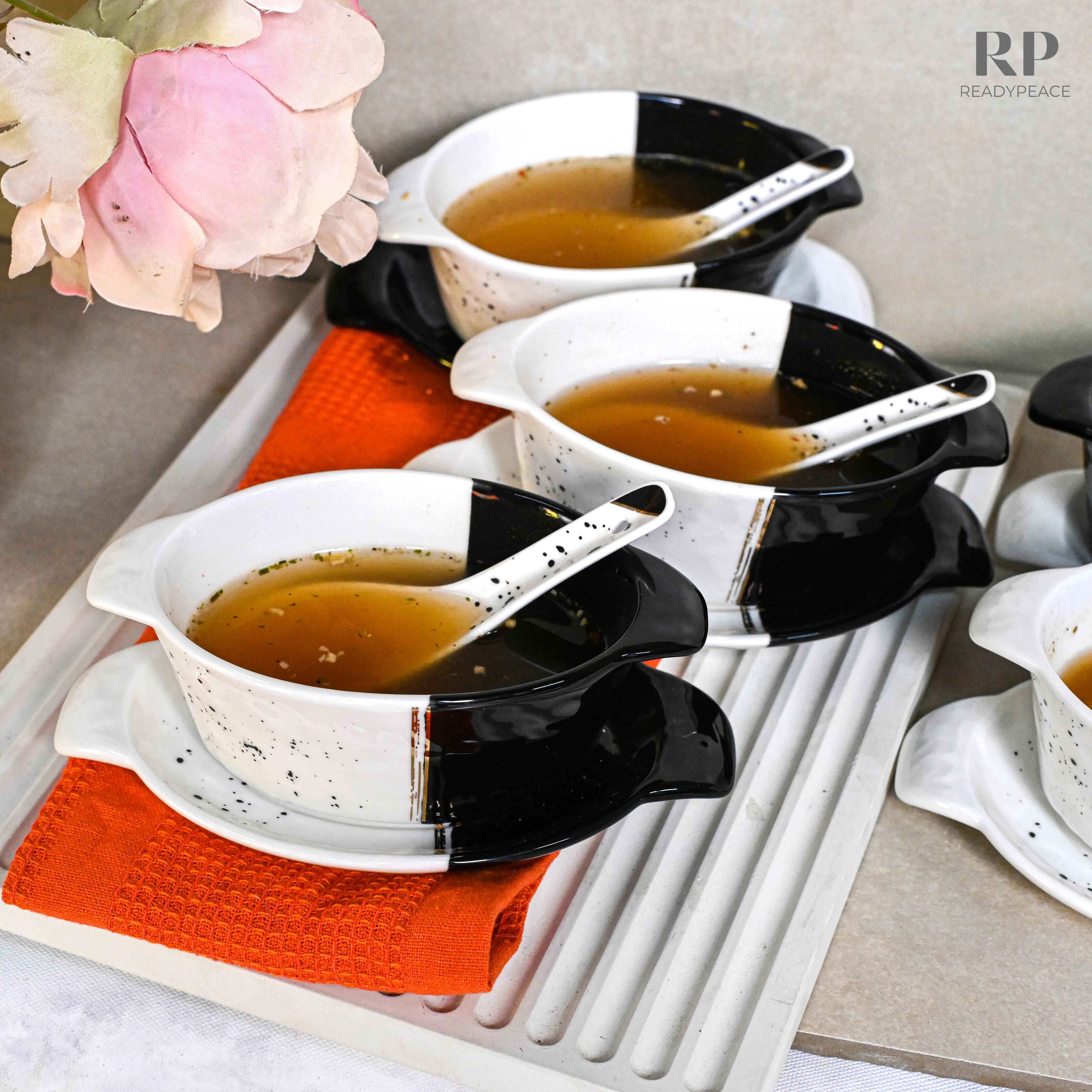 Swish 18 pcs Dual Tone Porcelain Soup Bowl Set