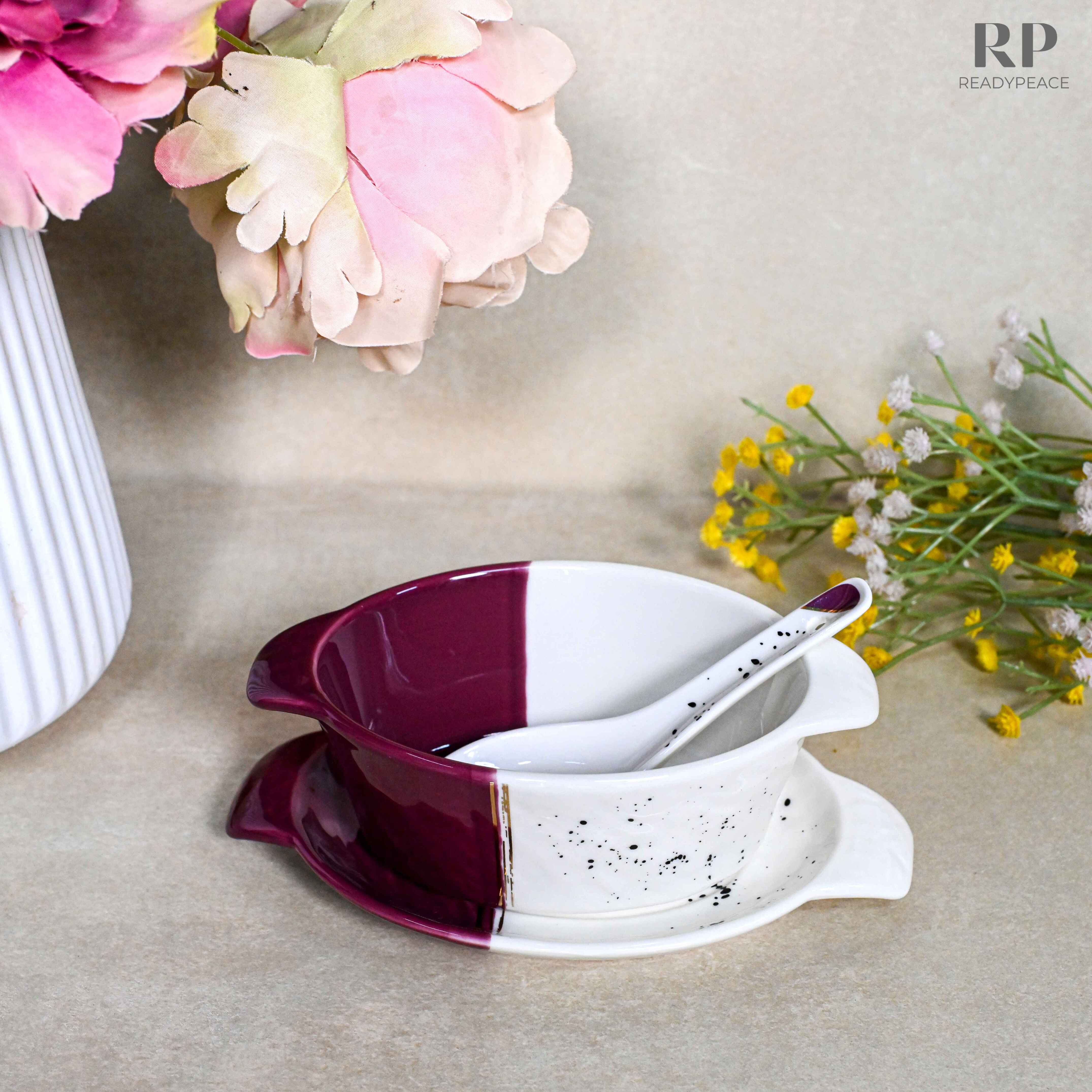 Swish 18 pcs Dual Tone Porcelain Soup Bowl Set