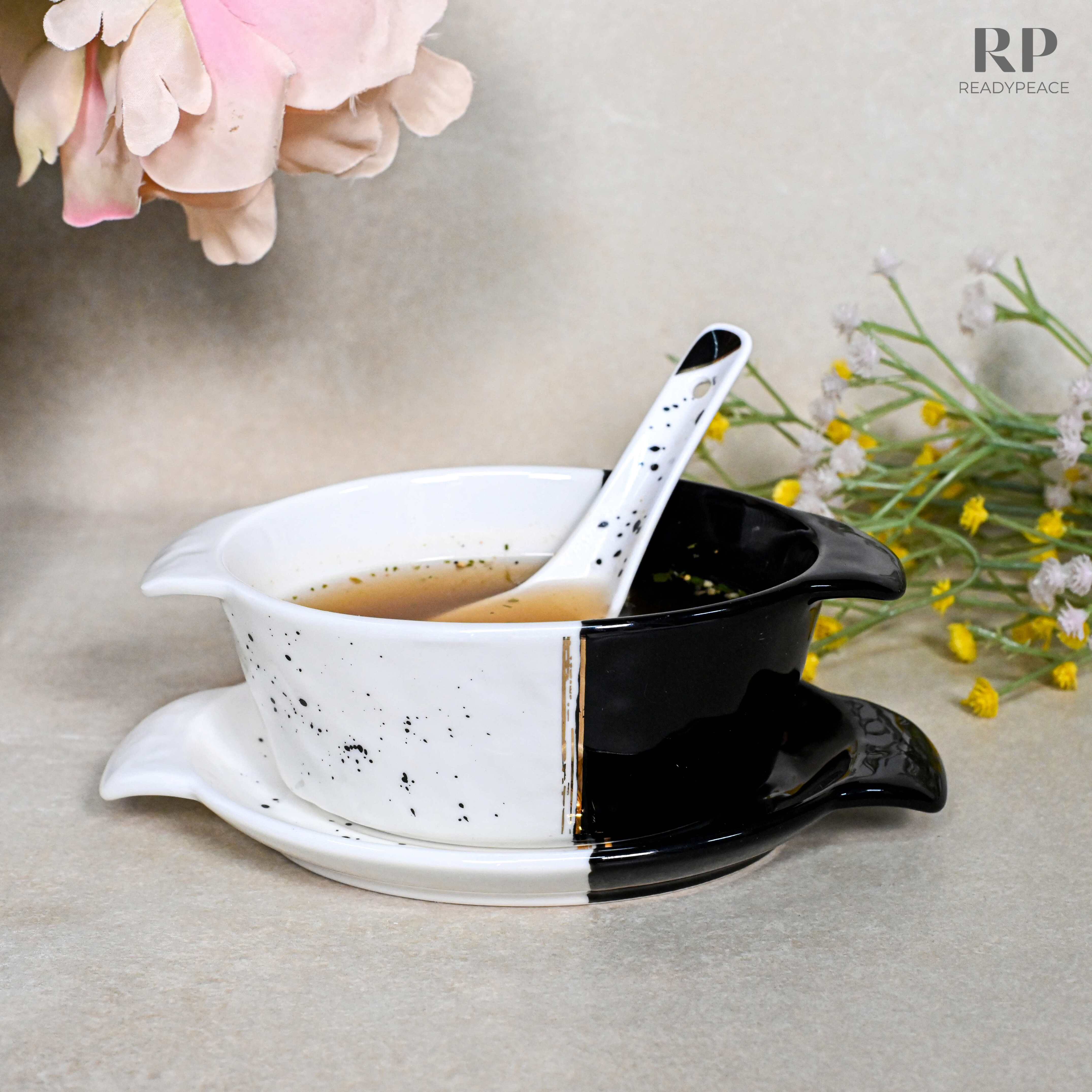 Swish 18 pcs Dual Tone Porcelain Soup Bowl Set