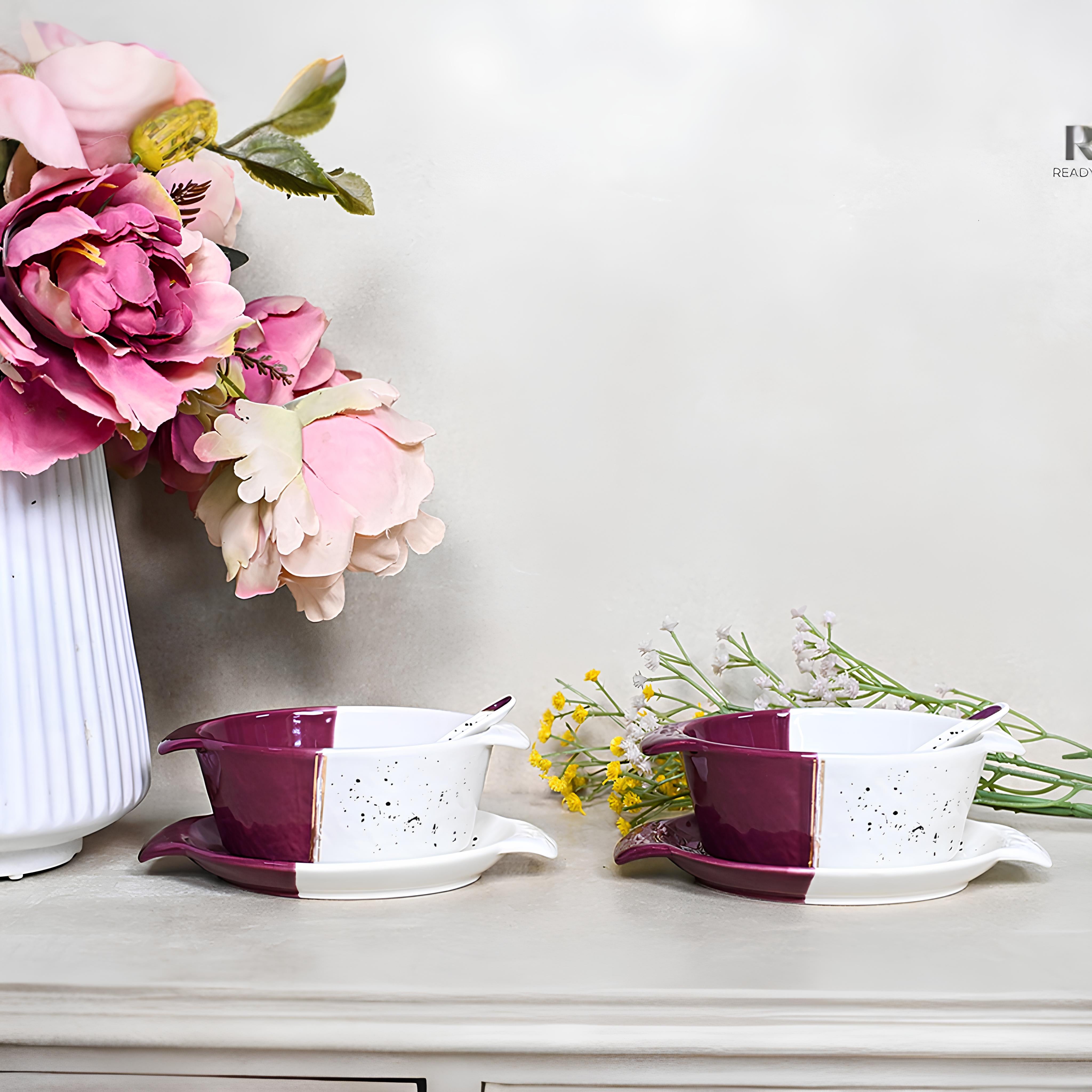 Swish 18 pcs Dual Tone Porcelain Soup Bowl Set