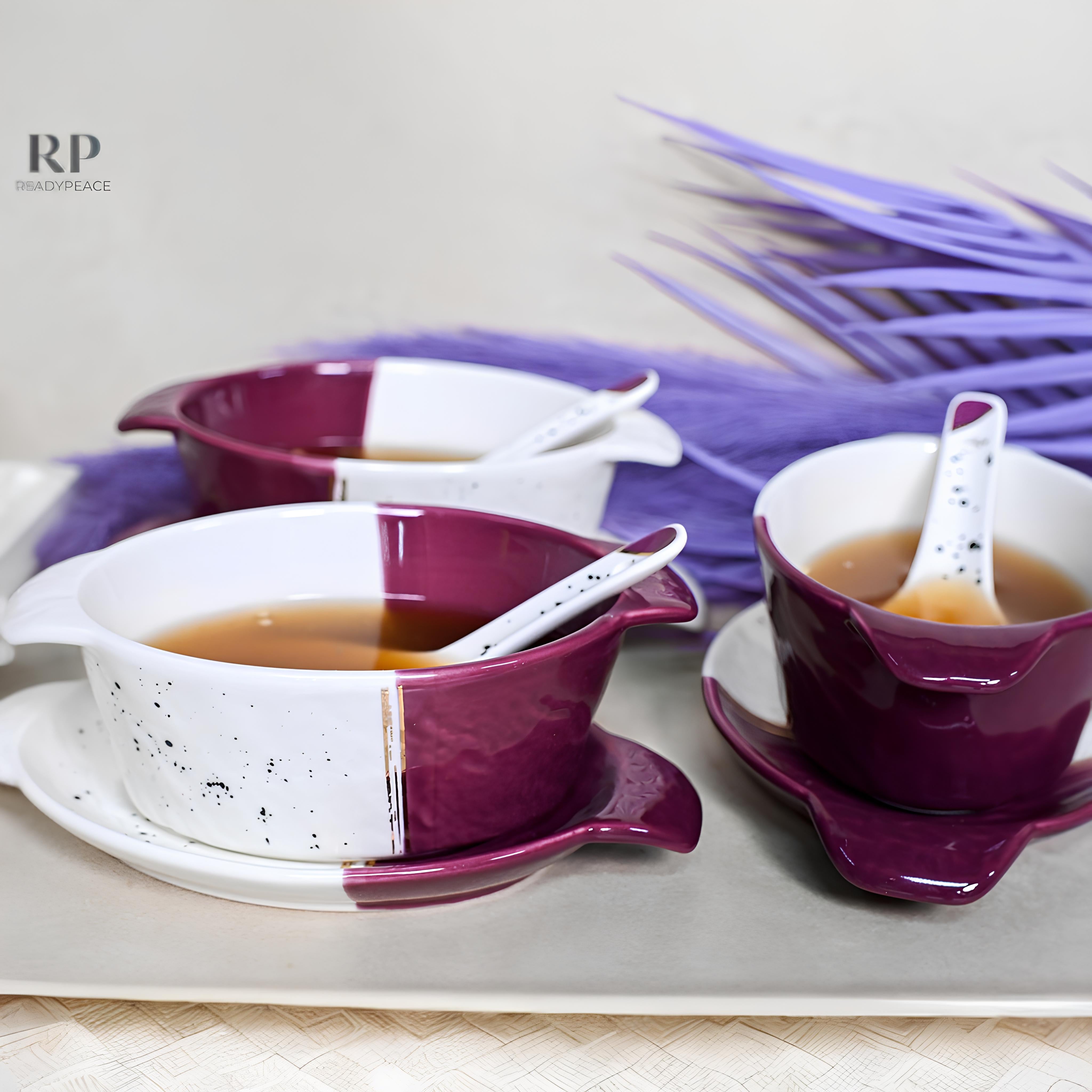 Swish 18 pcs Dual Tone Porcelain Soup Bowl Set