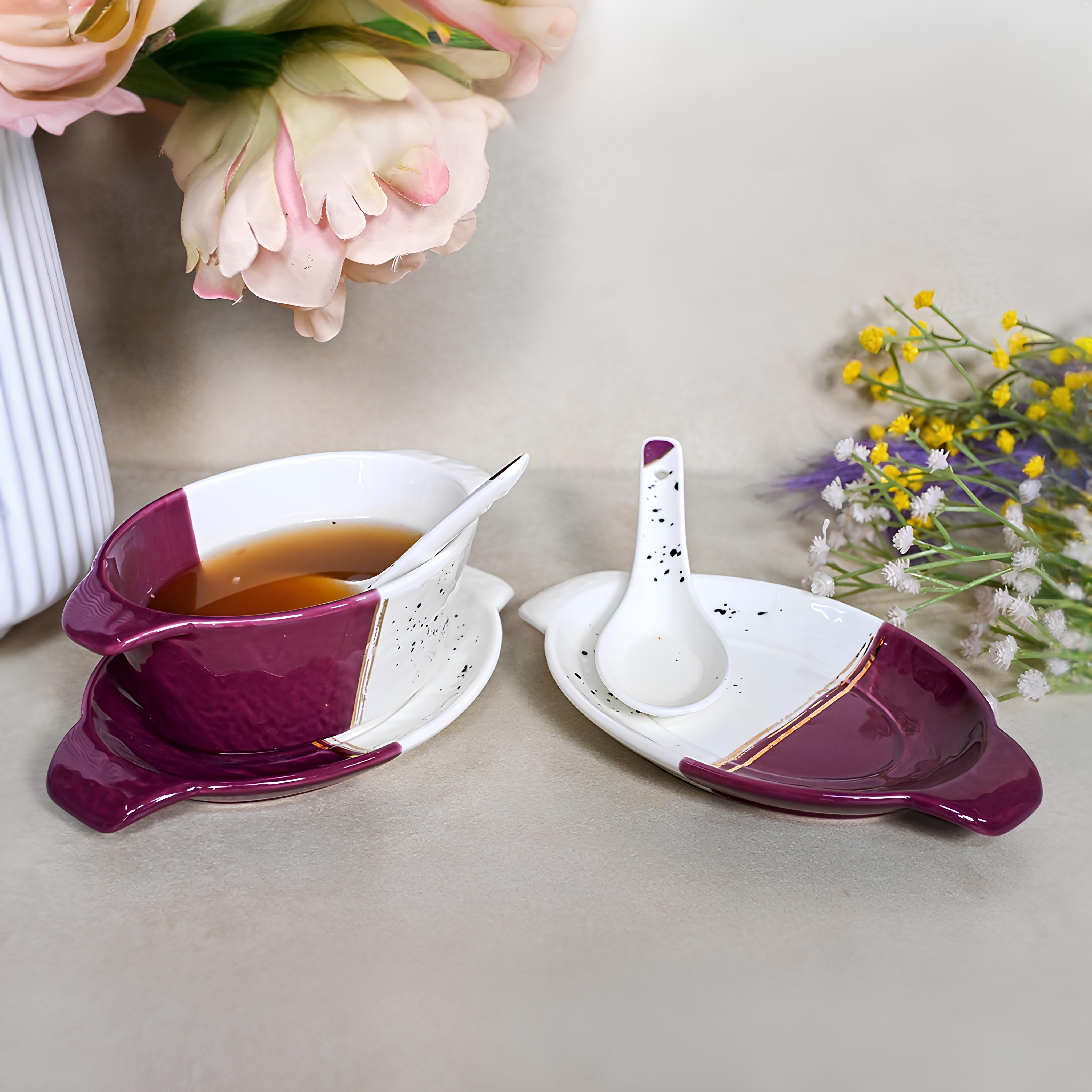 Swish 18 pcs Dual Tone Porcelain Soup Bowl Set