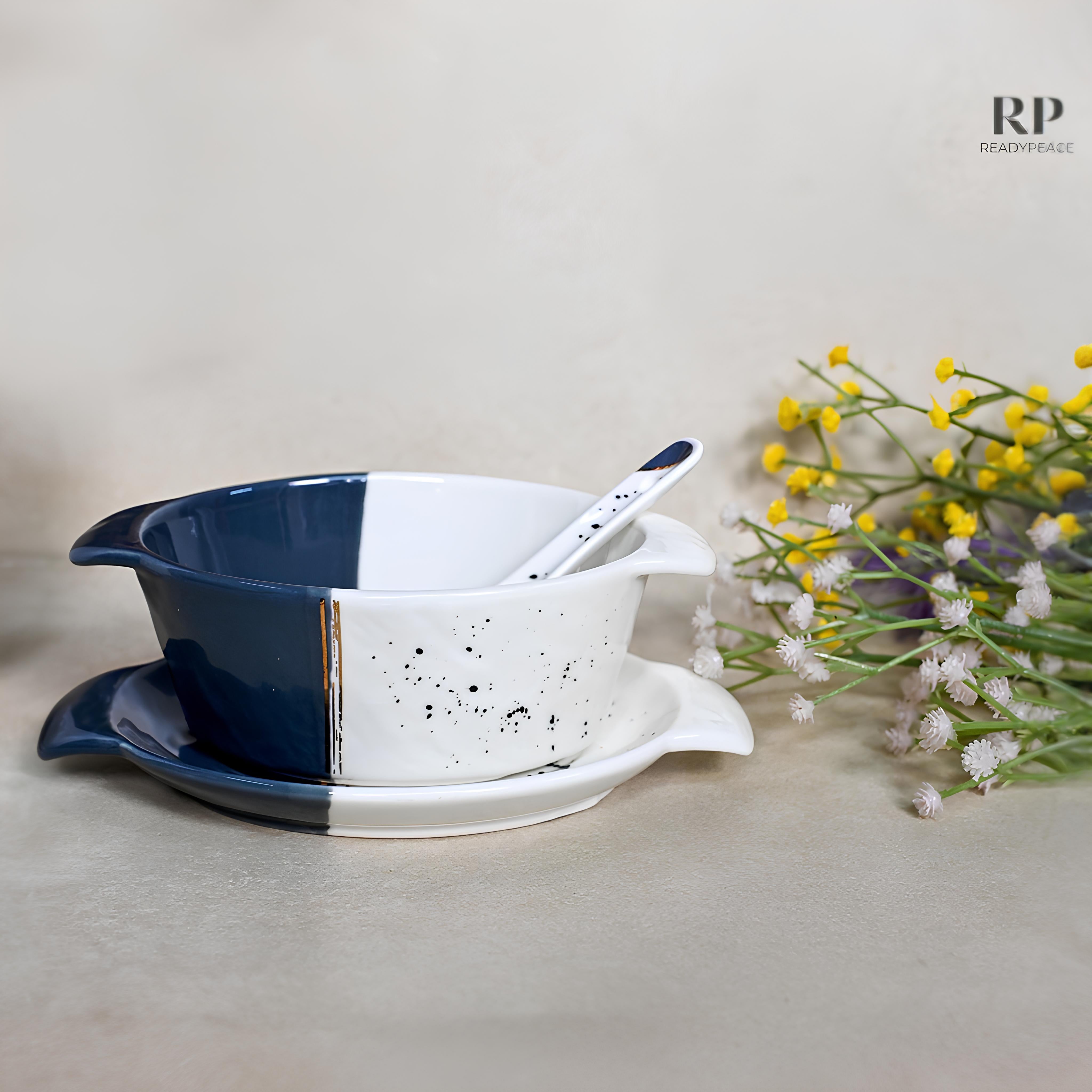 Swish 18 pcs Dual Tone Porcelain Soup Bowl Set