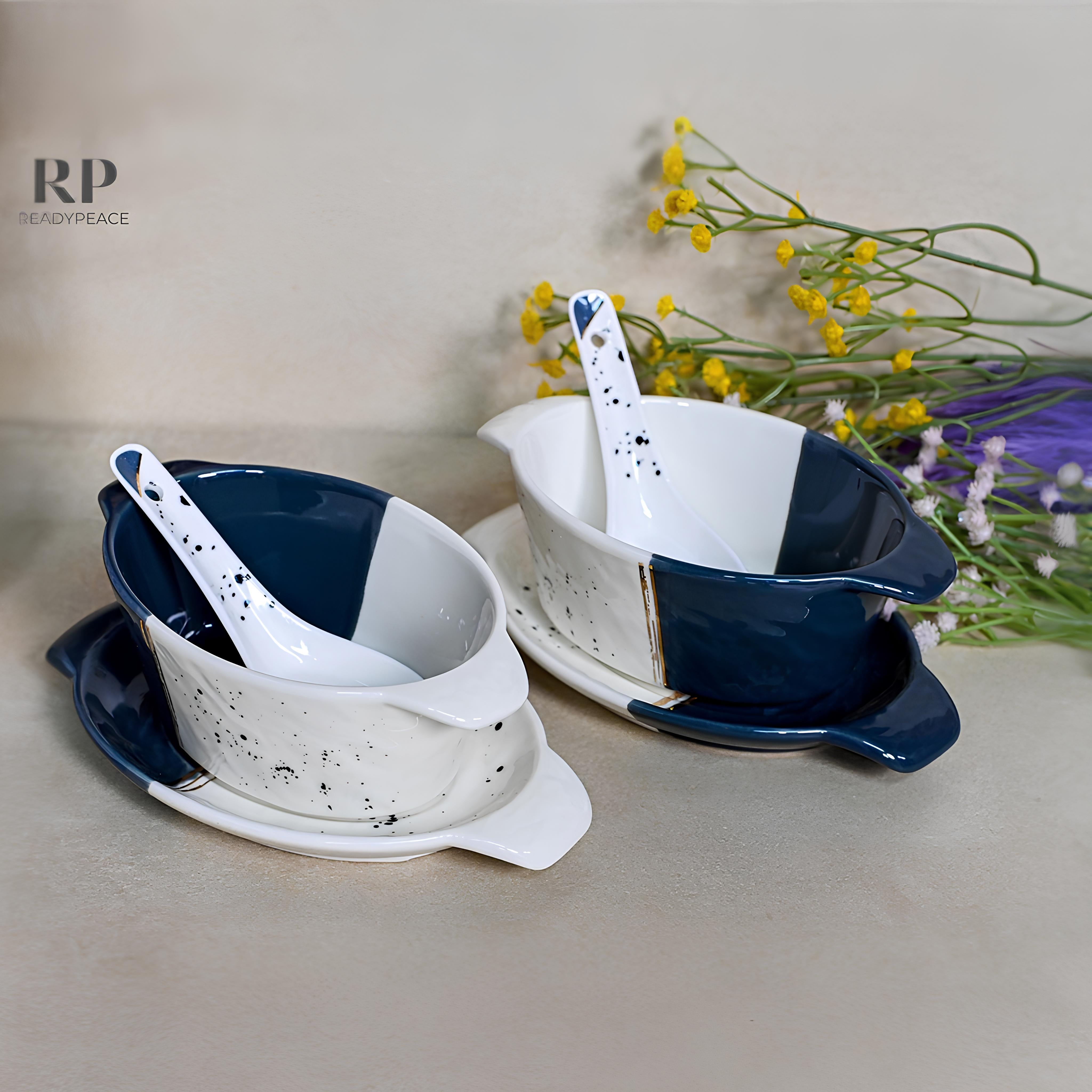 Swish 18 pcs Dual Tone Porcelain Soup Bowl Set