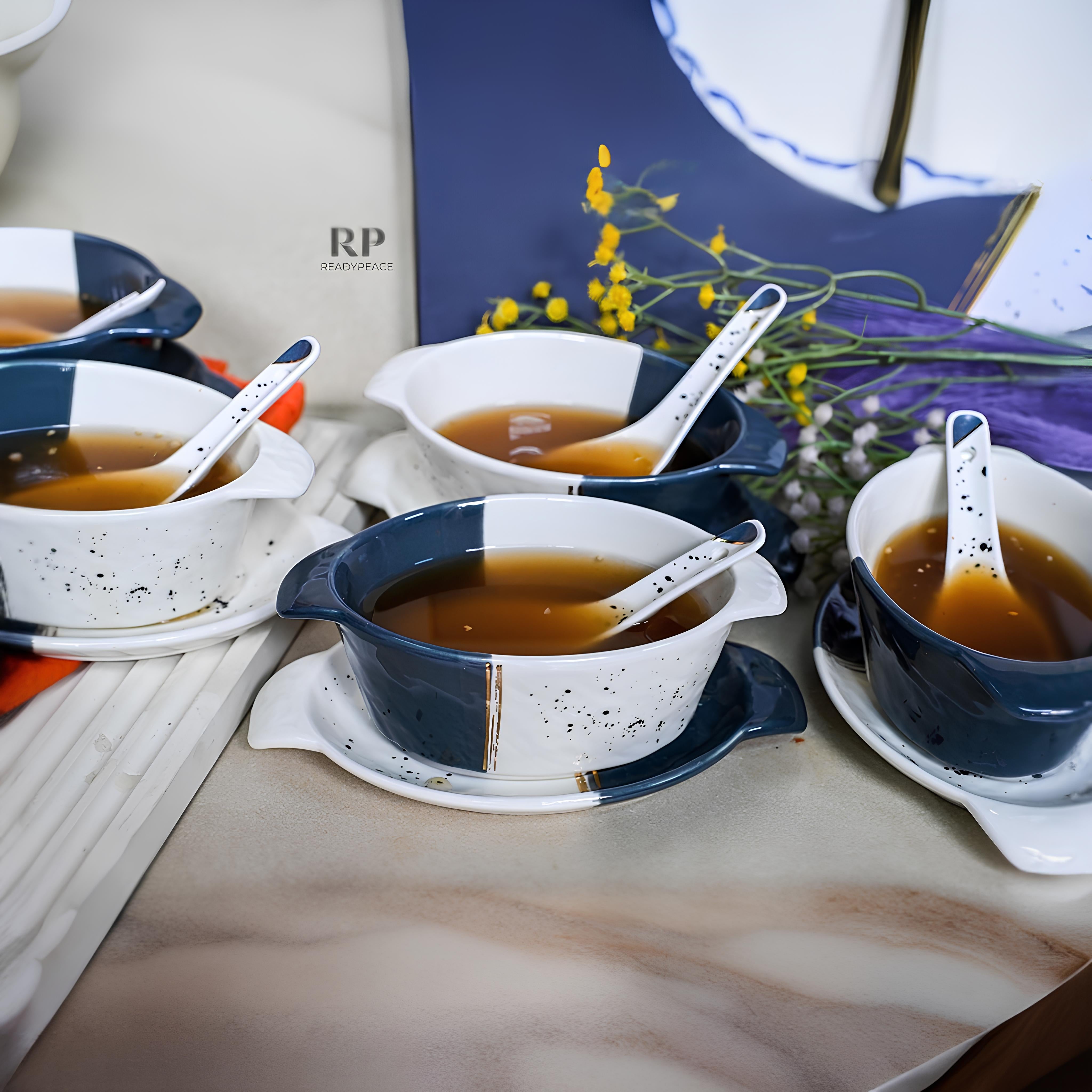 Swish 18 pcs Dual Tone Porcelain Soup Bowl Set