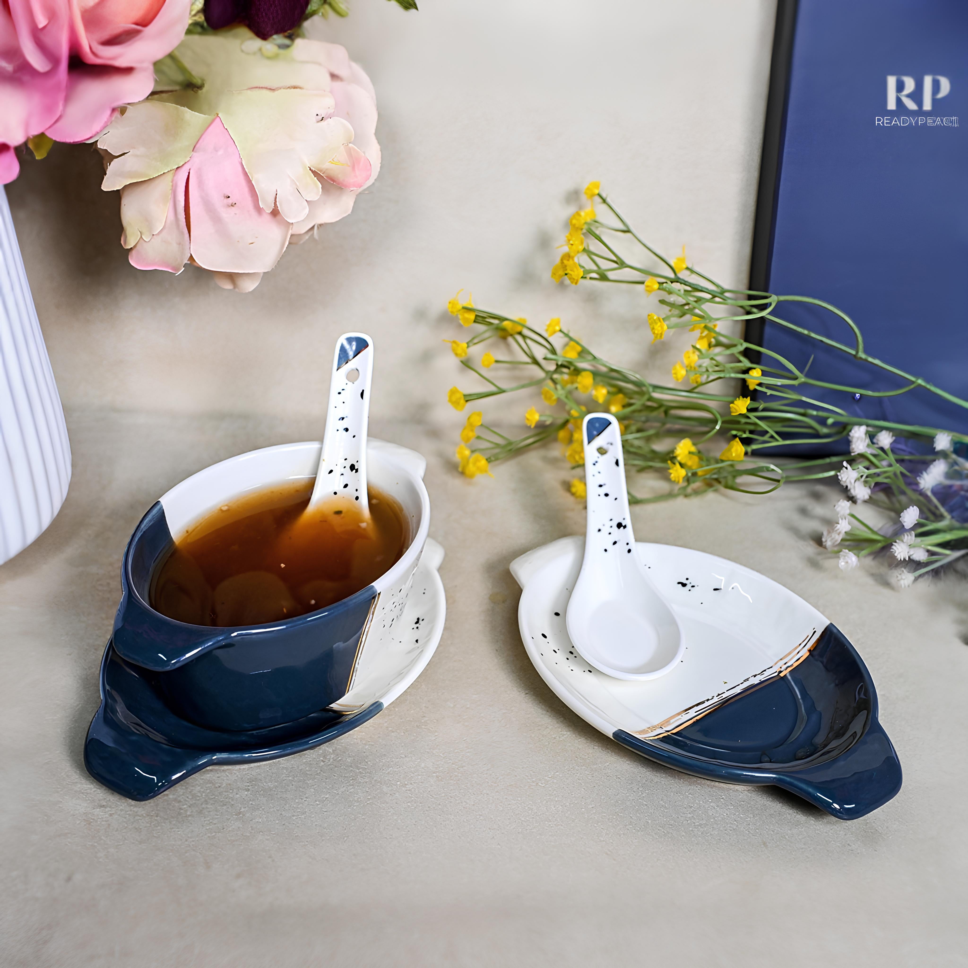 Swish 18 pcs Dual Tone Porcelain Soup Bowl Set