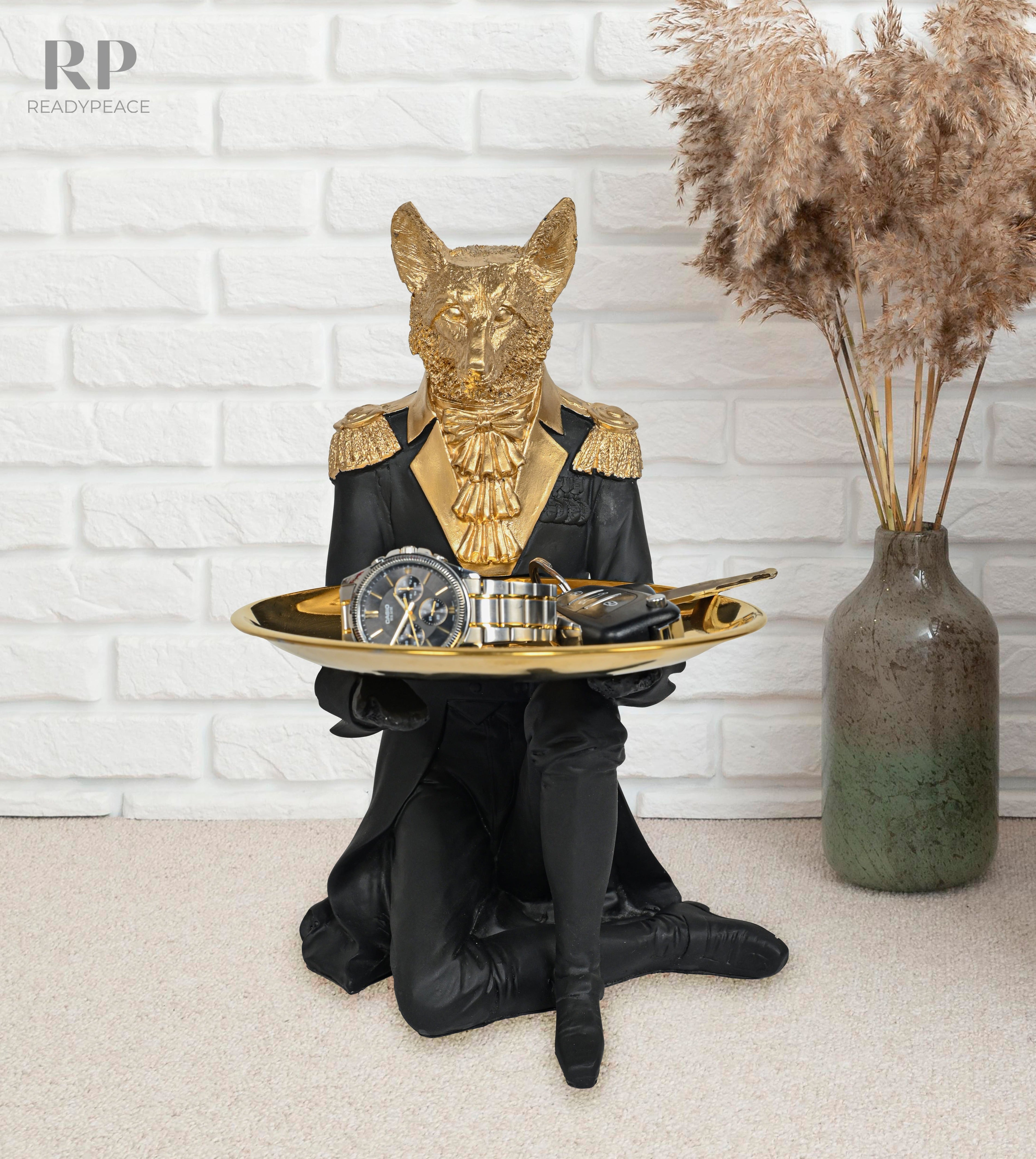 Host Wolf Sitting with Tray