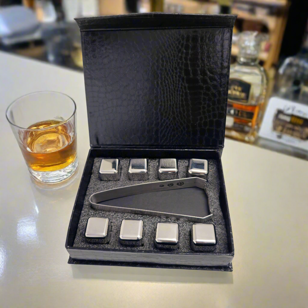 Arctic Reusable Metal Ice Cubes (Pack of 8 + Tong)