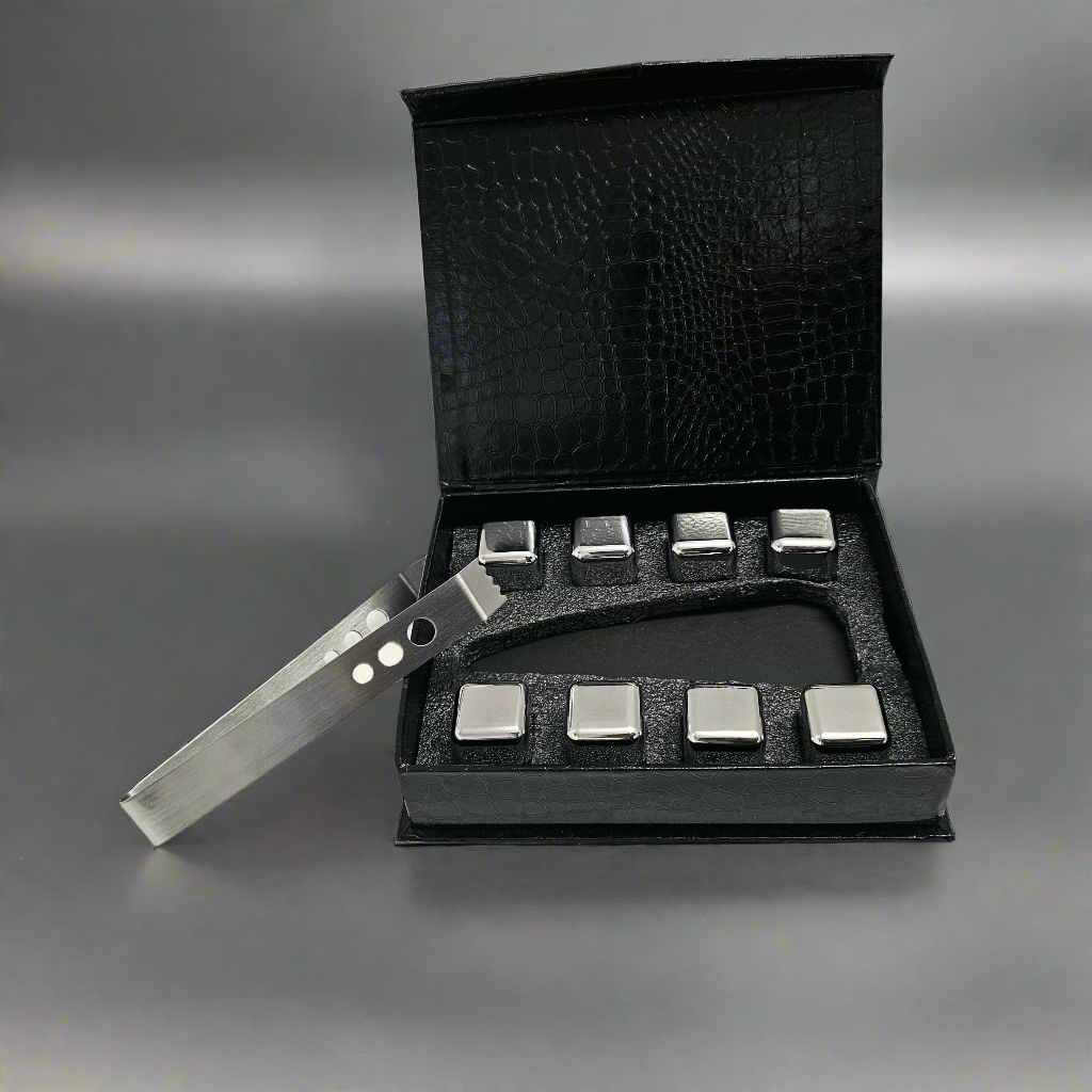 Arctic Reusable Metal Ice Cubes (Pack of 8 + Tong)