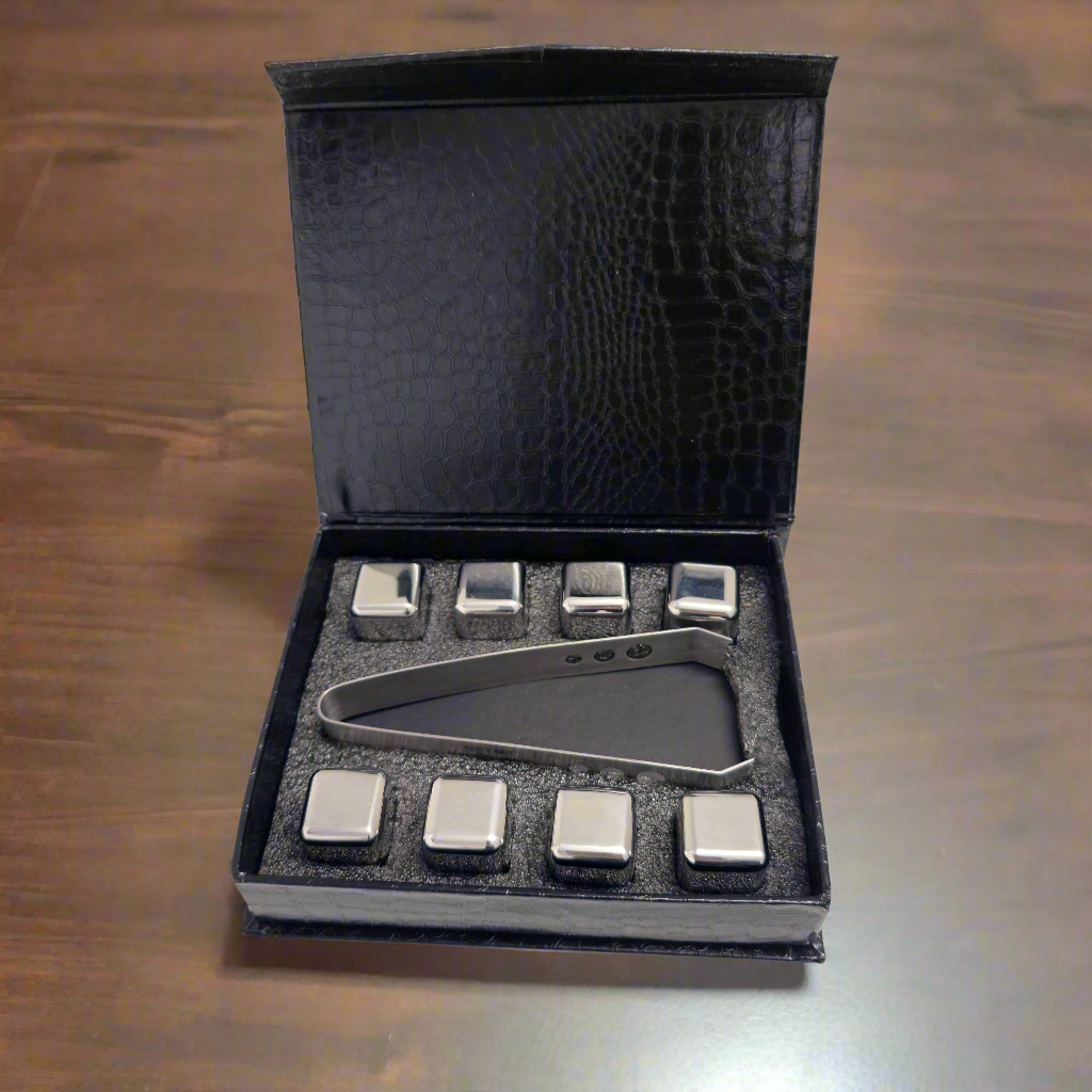 Arctic Reusable Metal Ice Cubes (Pack of 8 + Tong)