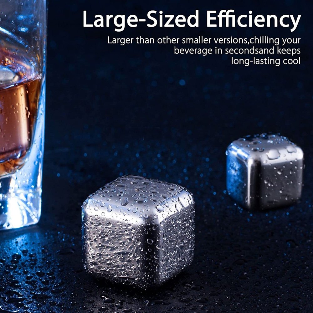 Arctic Reusable Metal Ice Cubes (Pack of 8 + Tong)