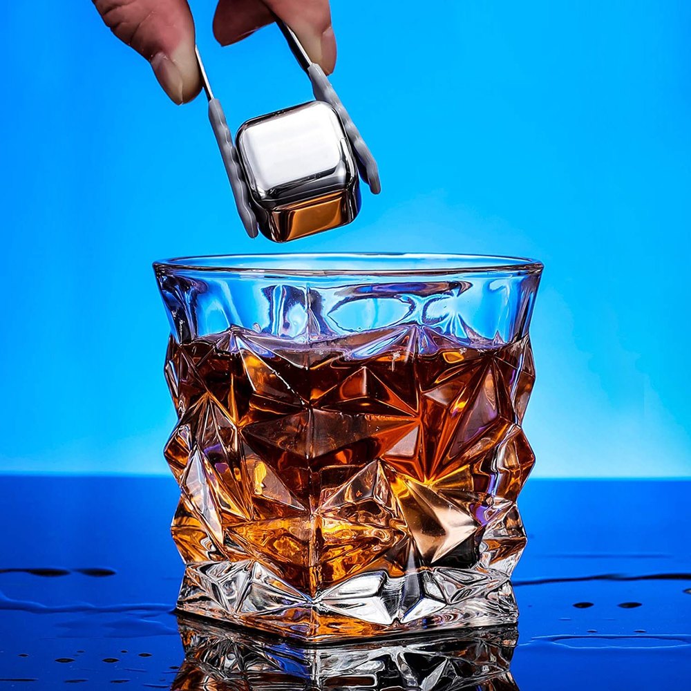 Arctic Reusable Metal Ice Cubes (Pack of 8 + Tong)