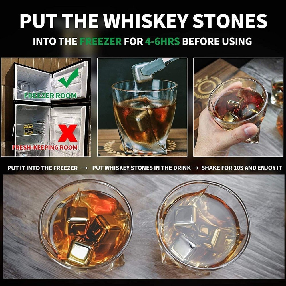 Arctic Reusable Metal Ice Cubes (Pack of 8 + Tong)