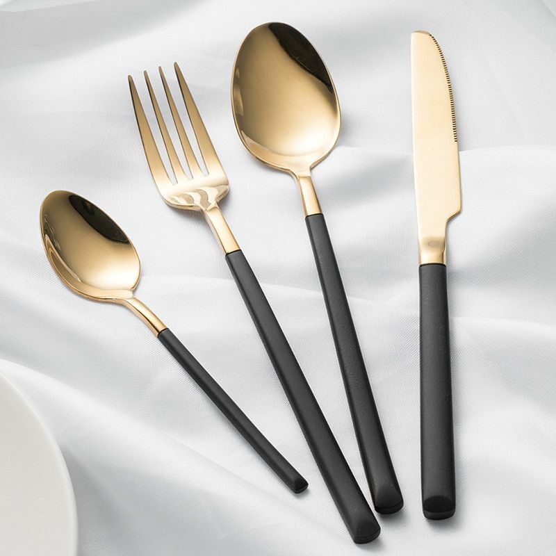 Modernist 24 pcs stainless steel gold cutlery set