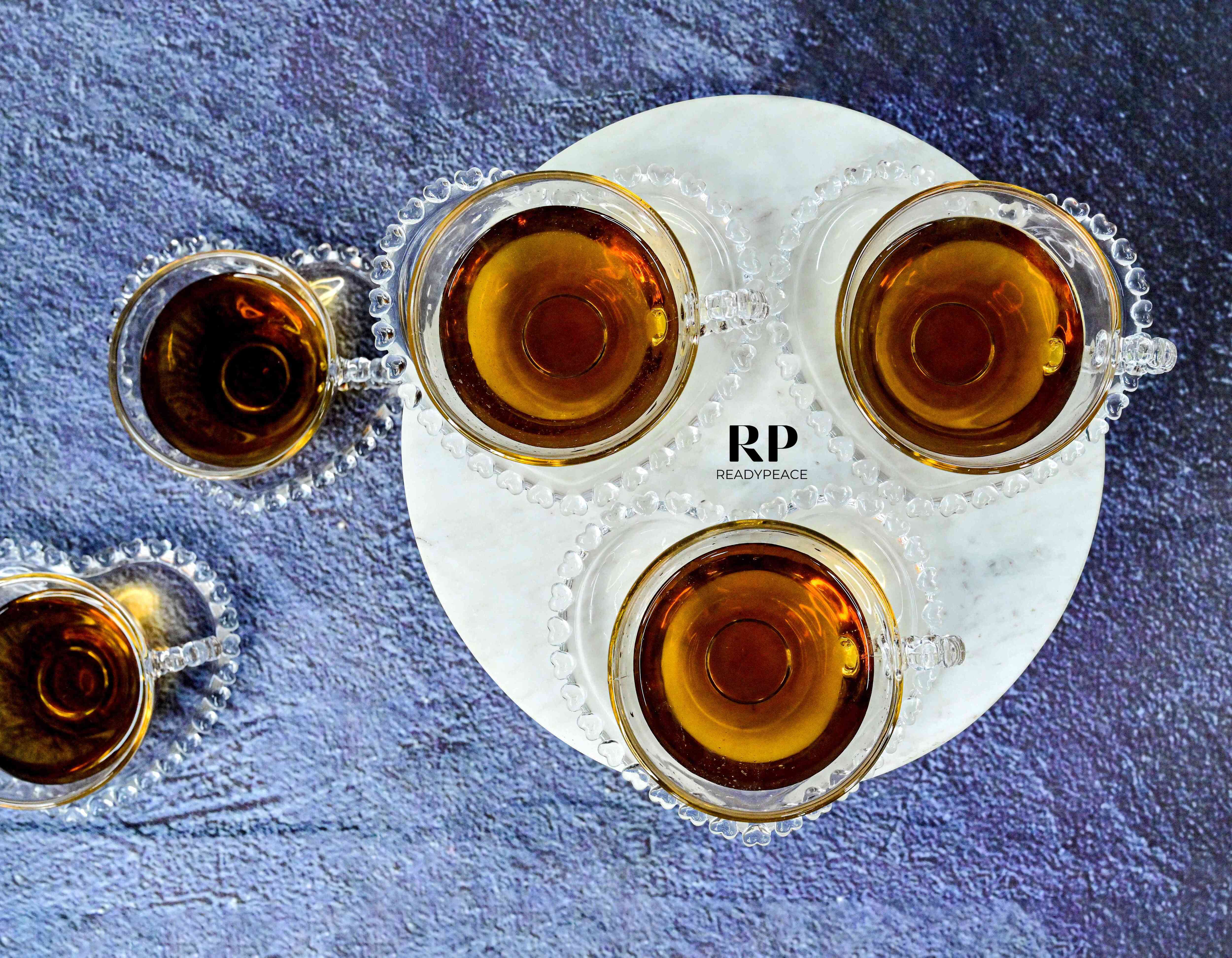 Crystal Heart Glass Cup with Saucer (Set of 6)