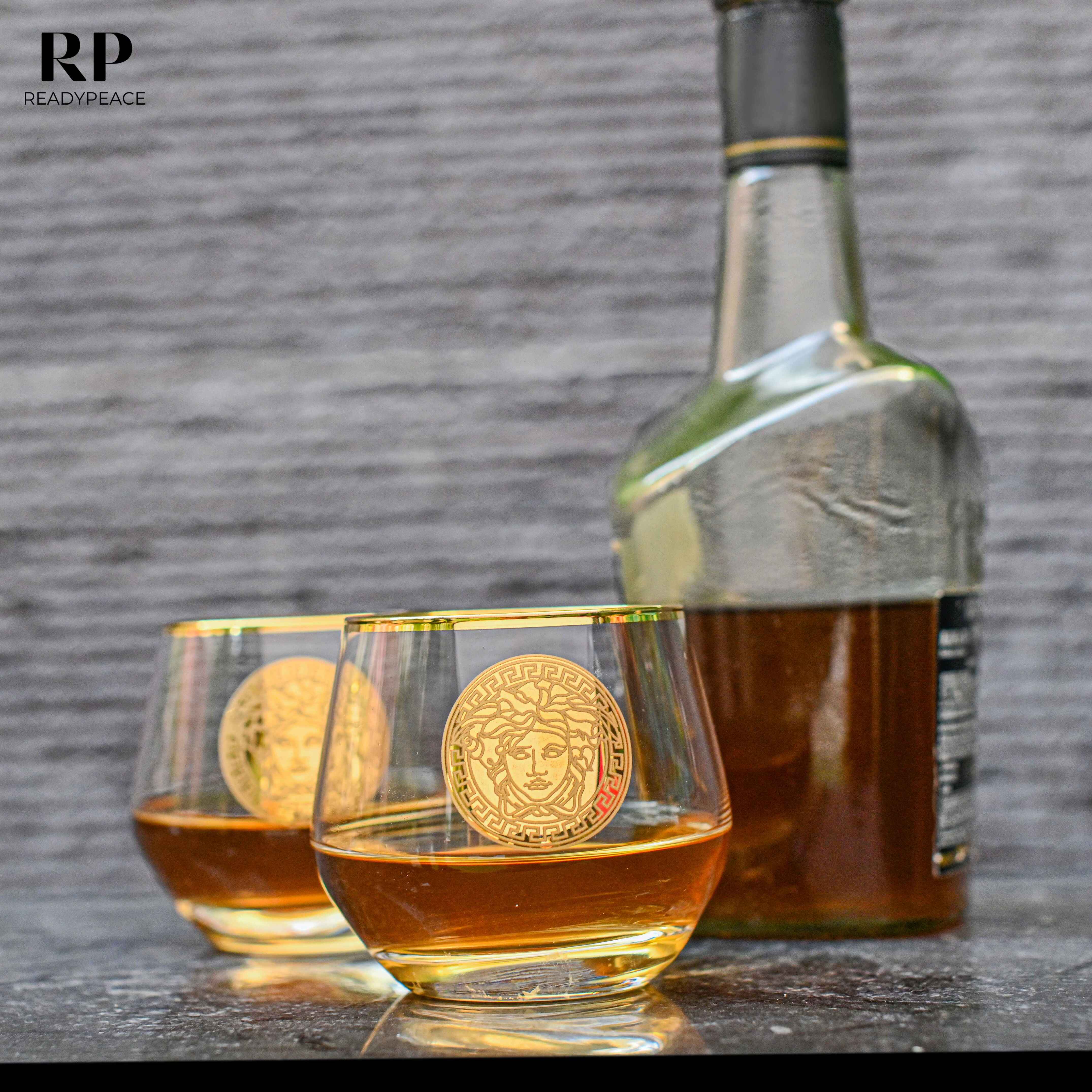 King Style Versace Gold Plated Pure Crystal Glass