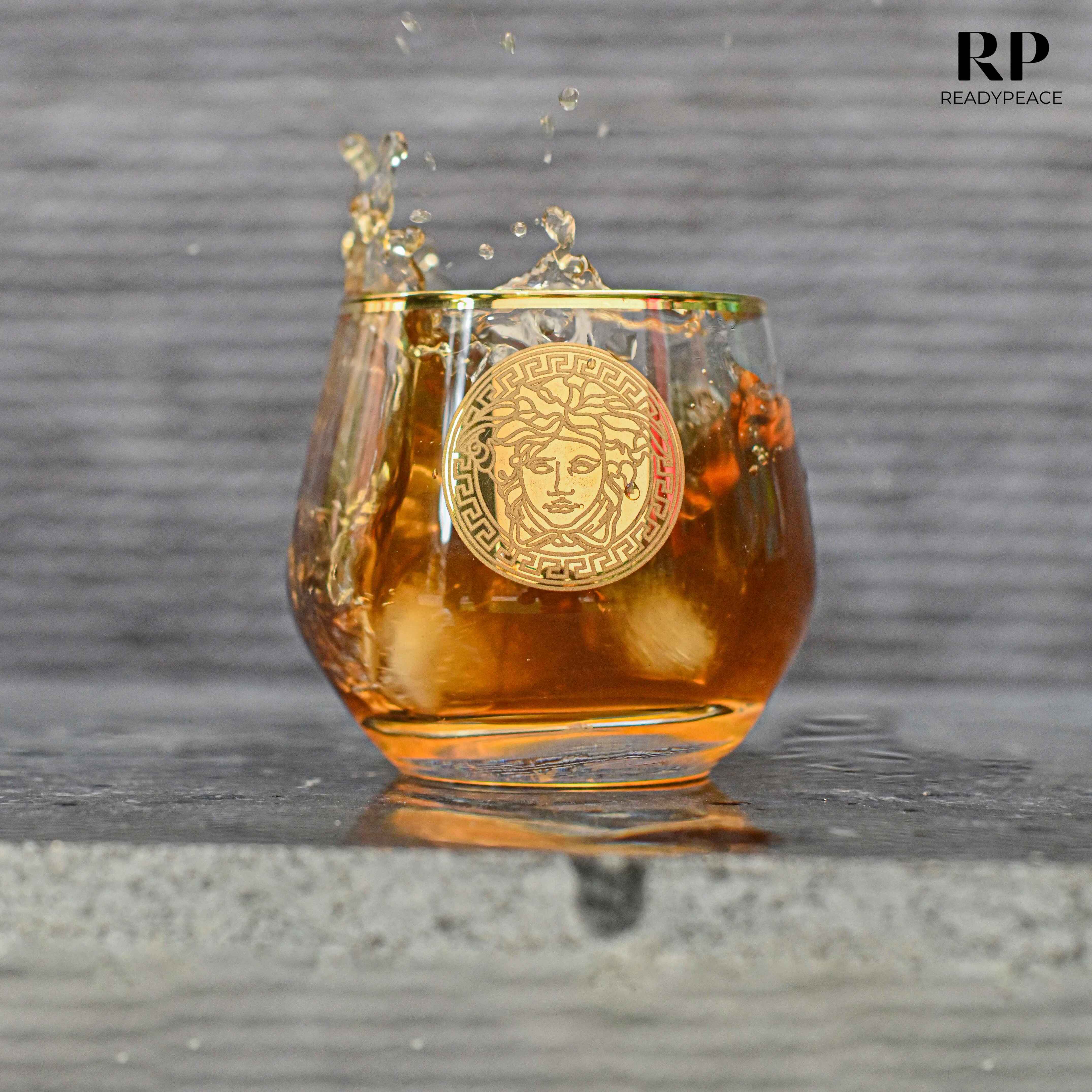 King Style Versace Gold Plated Pure Crystal Glass
