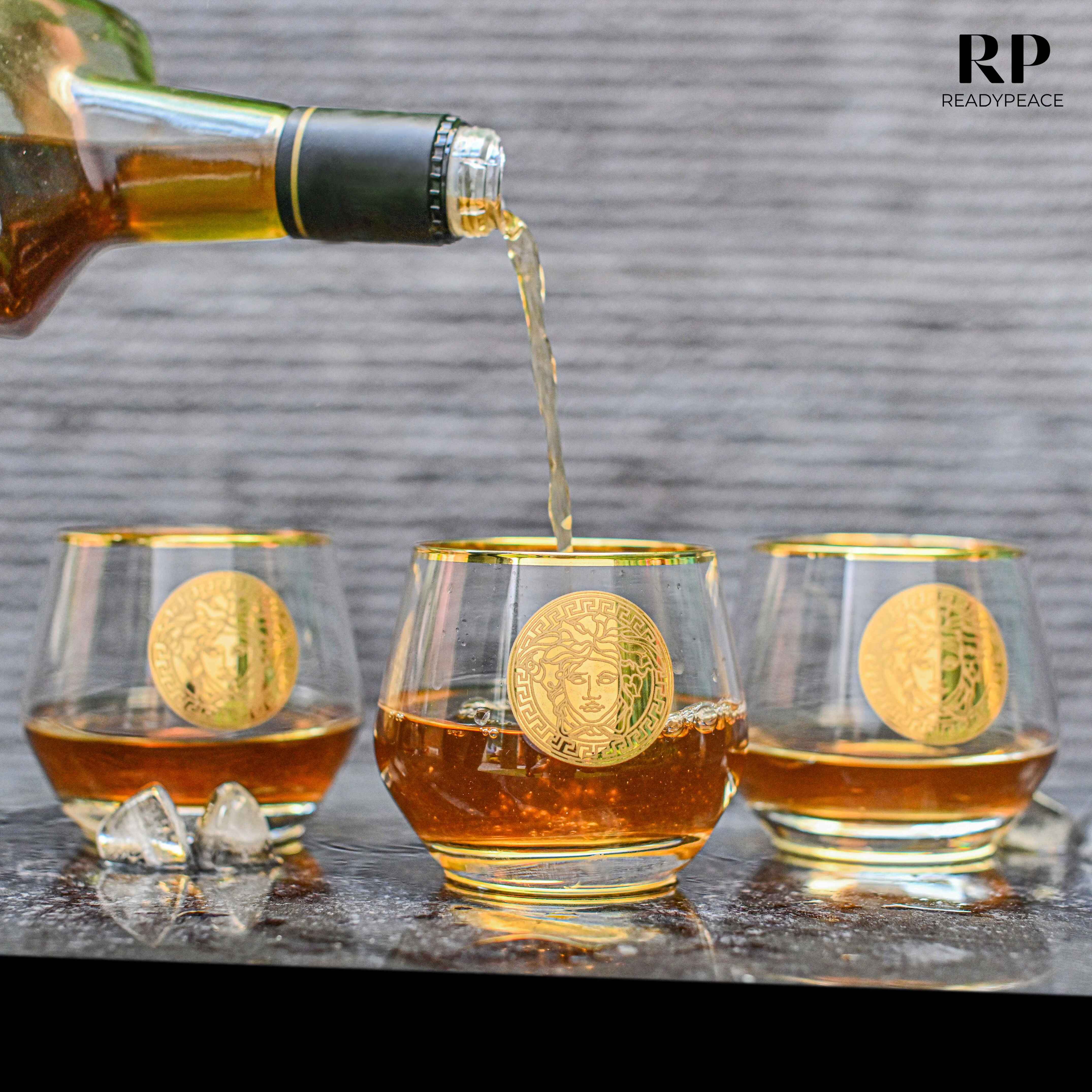 King Style Versace Gold Plated Pure Crystal Glass