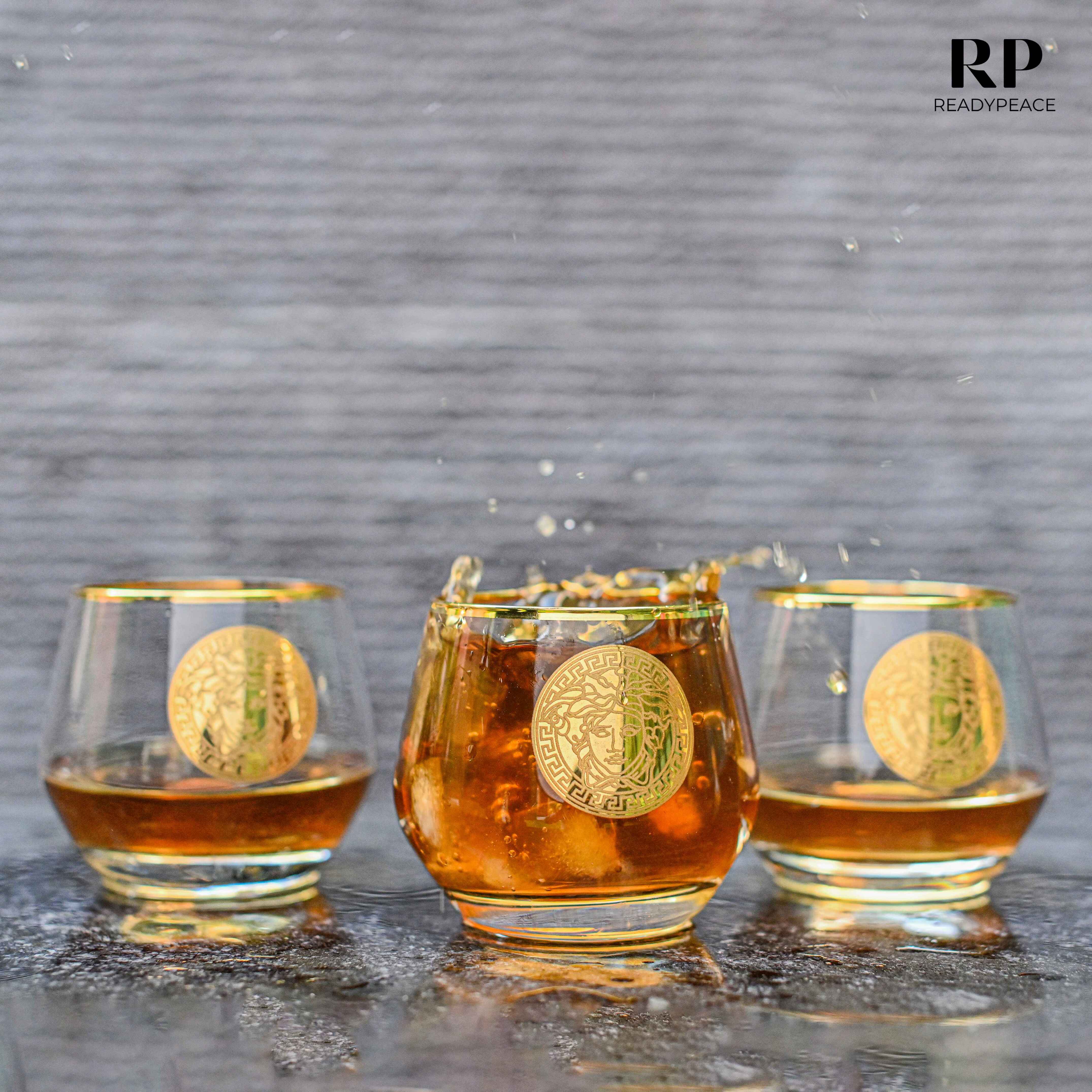 King Style Versace Gold Plated Pure Crystal Glass