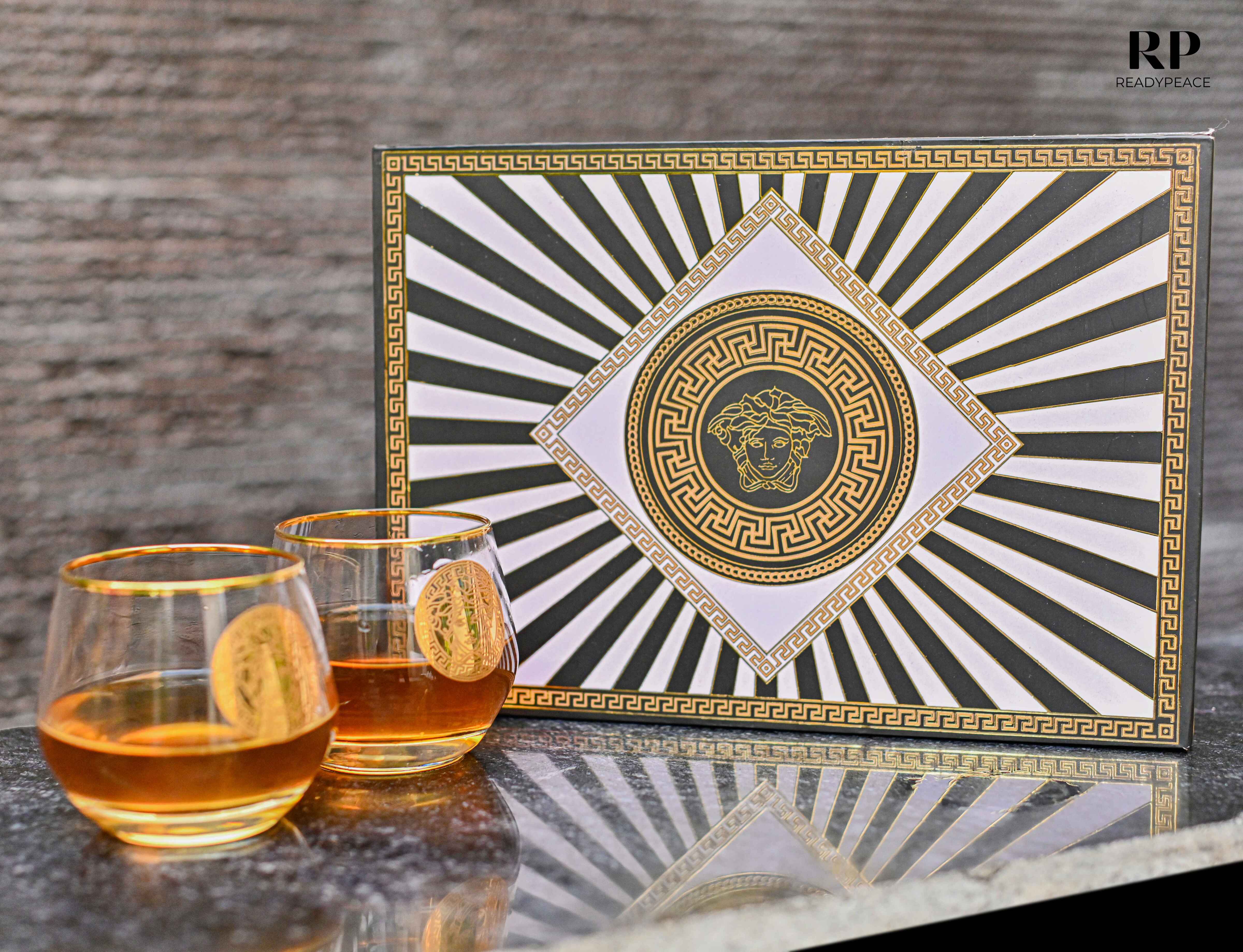 King Style Versace Gold Plated Pure Crystal Glass
