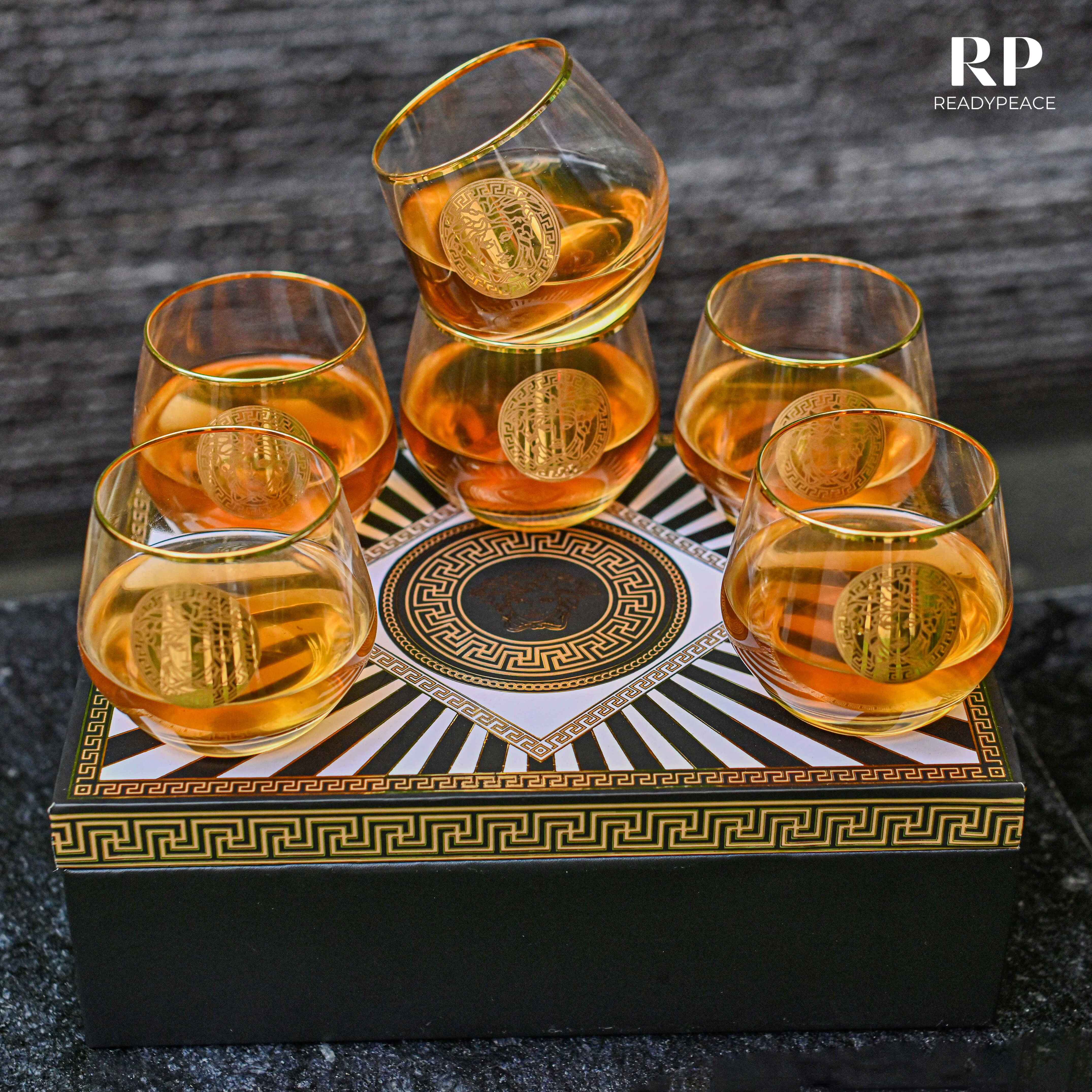 King Style Versace Gold Plated Pure Crystal Glass