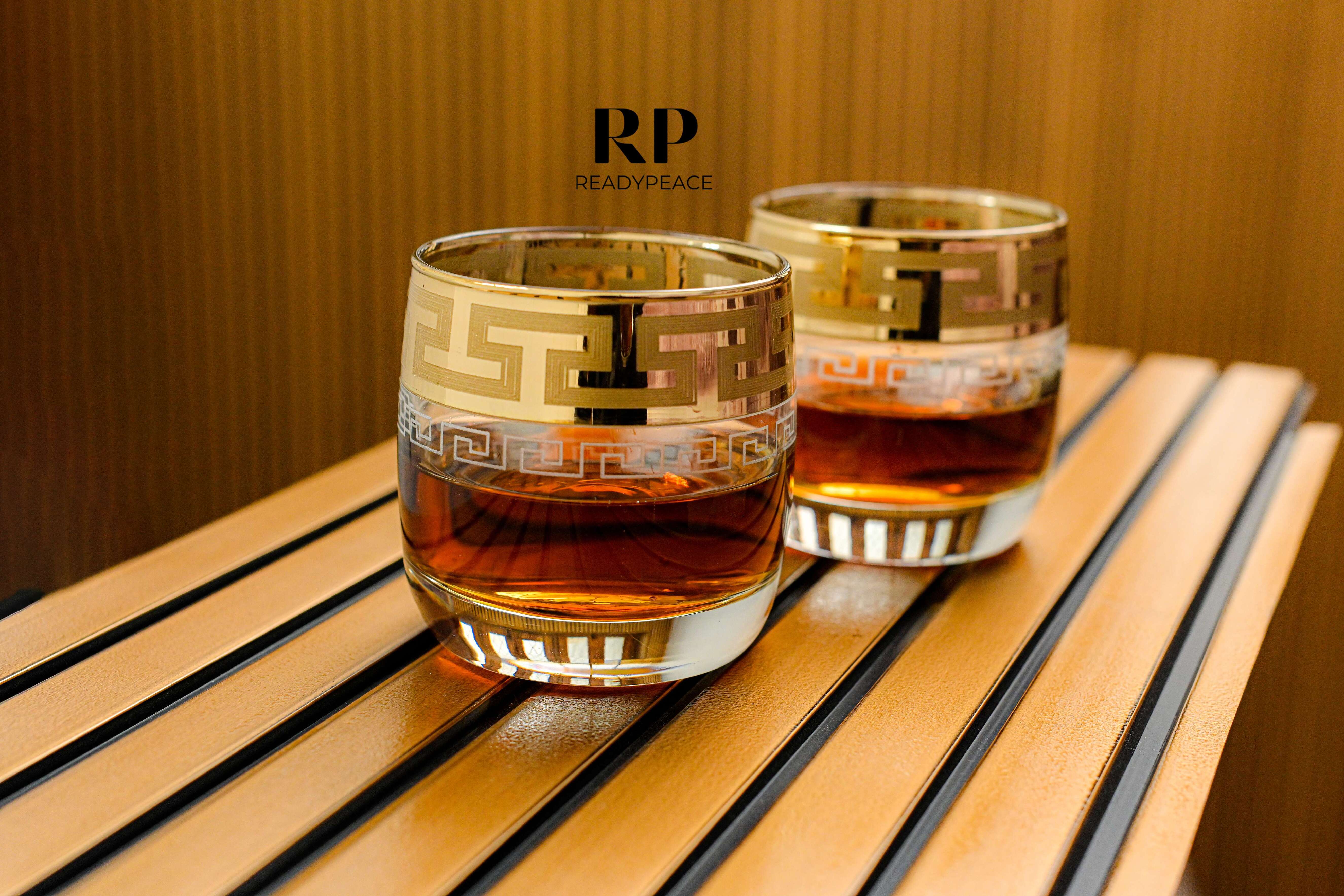 Indigo Gold Plated Crystal Glasses (Set of 6)