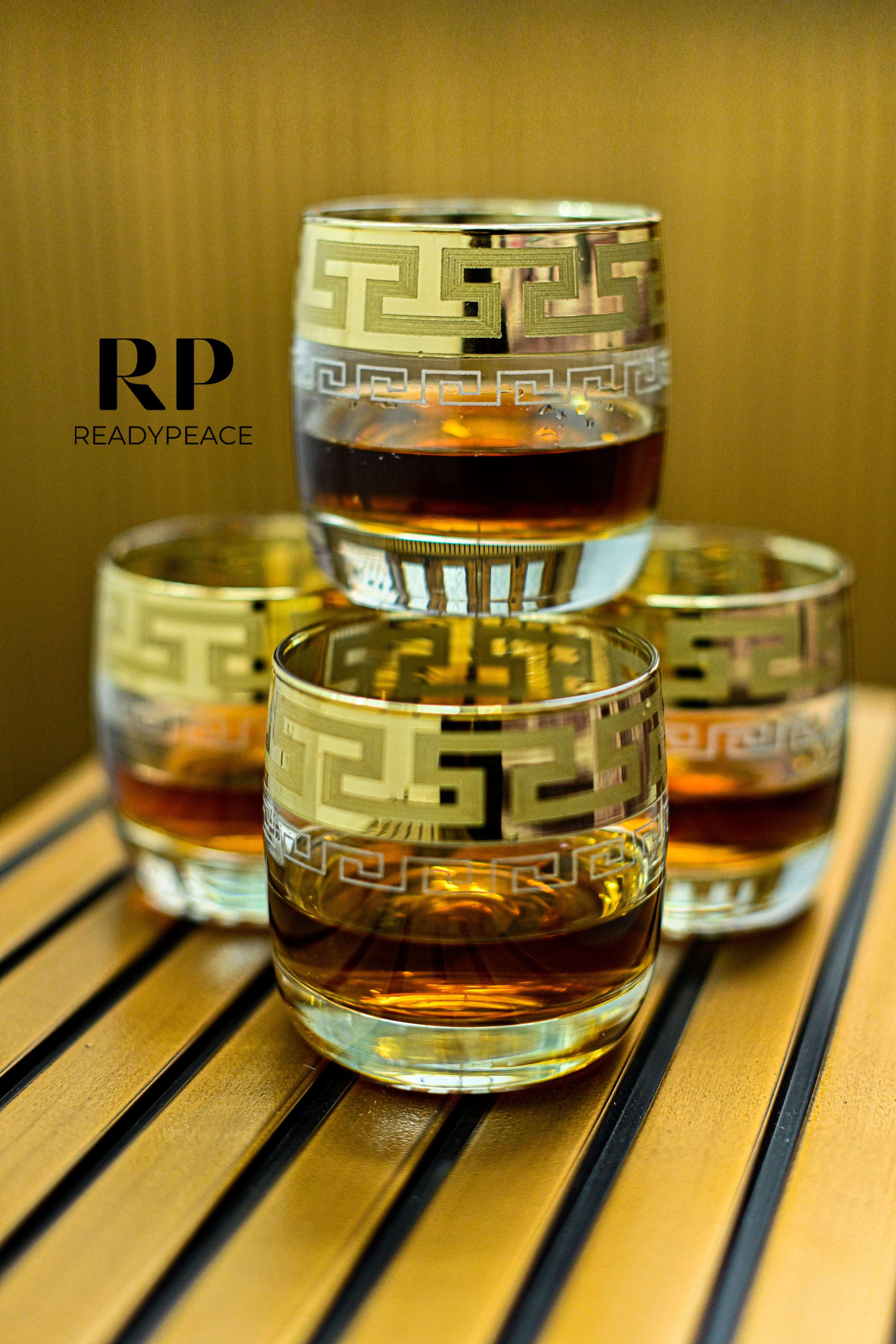 Indigo Gold Plated Crystal Glasses (Set of 6)