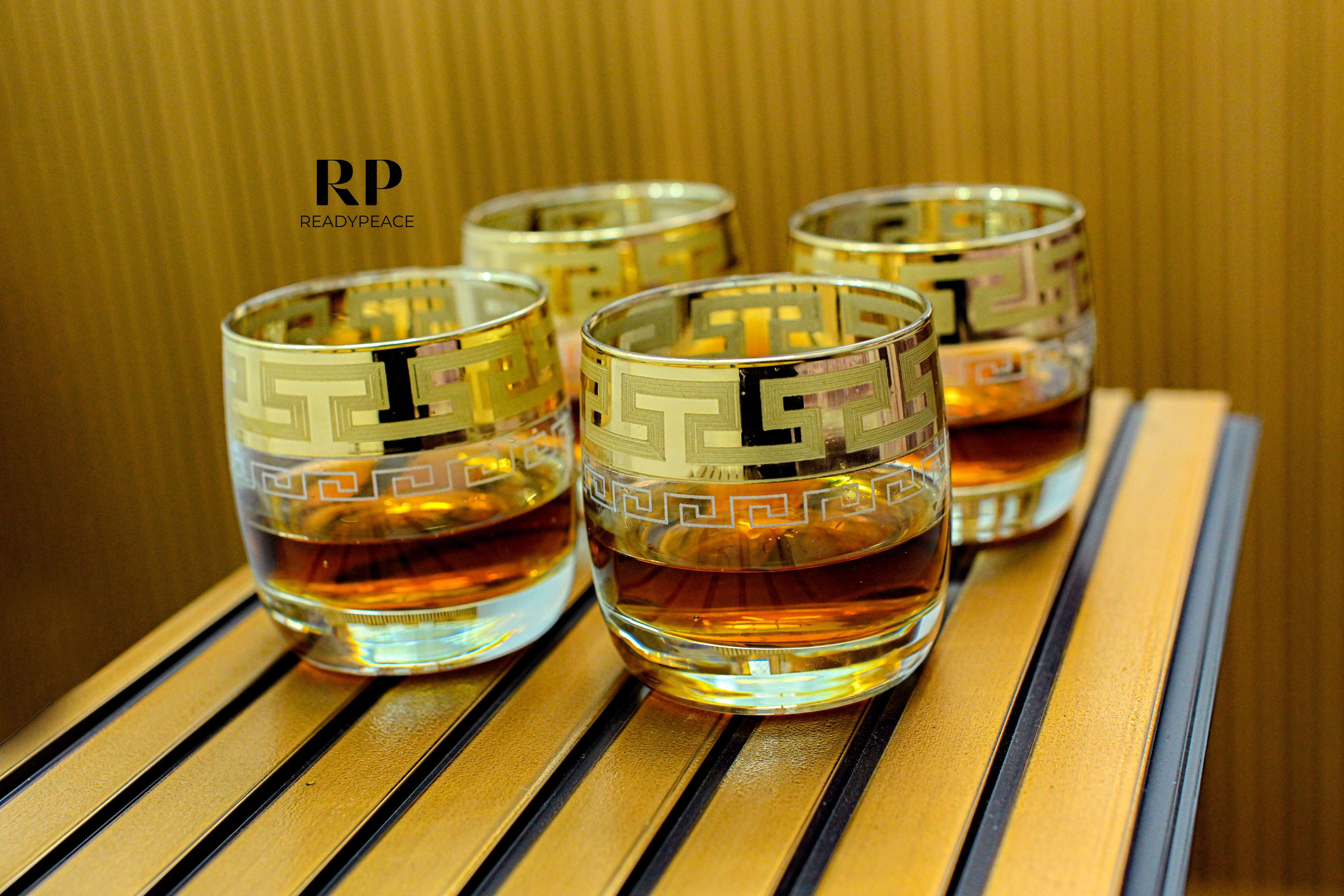 Indigo Gold Plated Crystal Glasses (Set of 6)