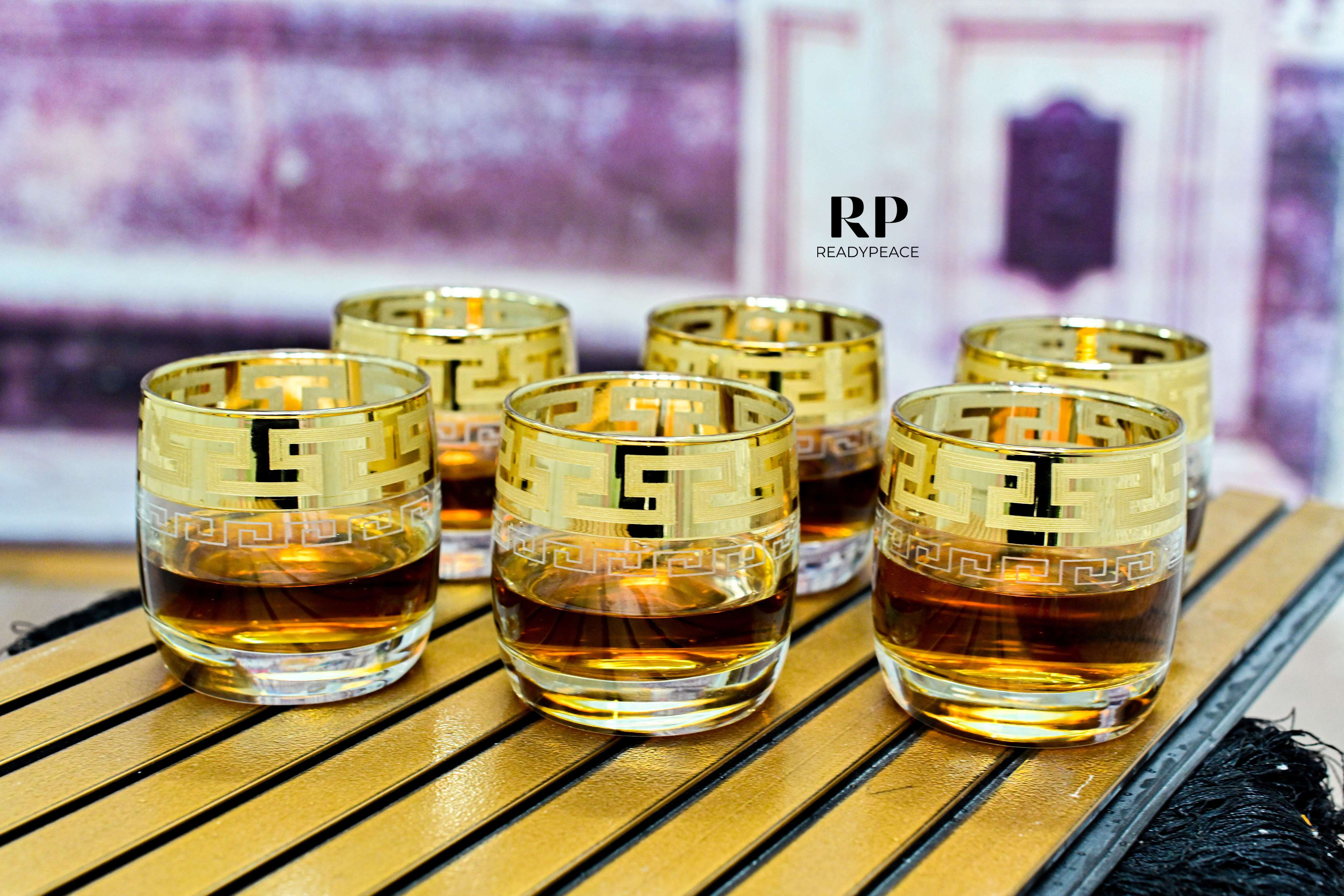 Indigo Gold Plated Crystal Glasses (Set of 6)